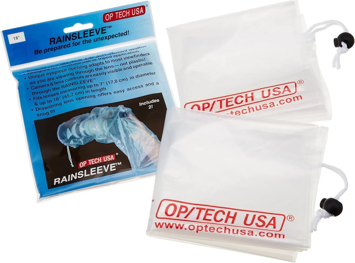 OP/TECH USA Rainsleeve Camera Cover - Clear Rain & Dust Sleeve (2 Pack)