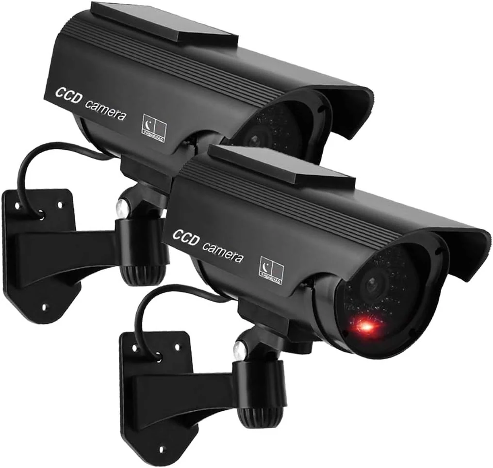 YSUCAU Solar Powered Bullet Dummy Fake Simulated Surveillance Security CCTV Dome Camera (2 Pack)