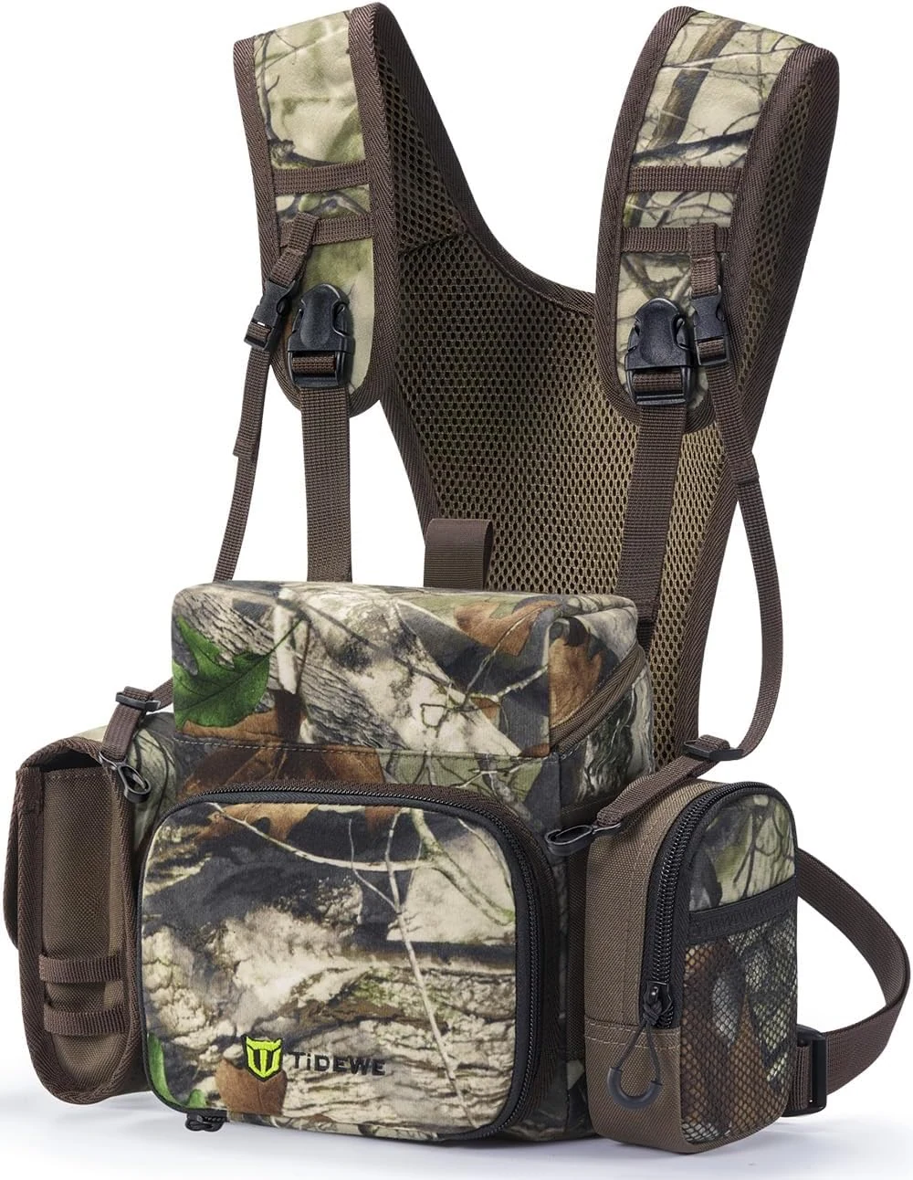 TIDEWE Binocular Harness Chest Pack with MOLLE System, 2 Detachable Pouches, Silent Magnetic Closure, Lightweight & Waterproof Bino Harness