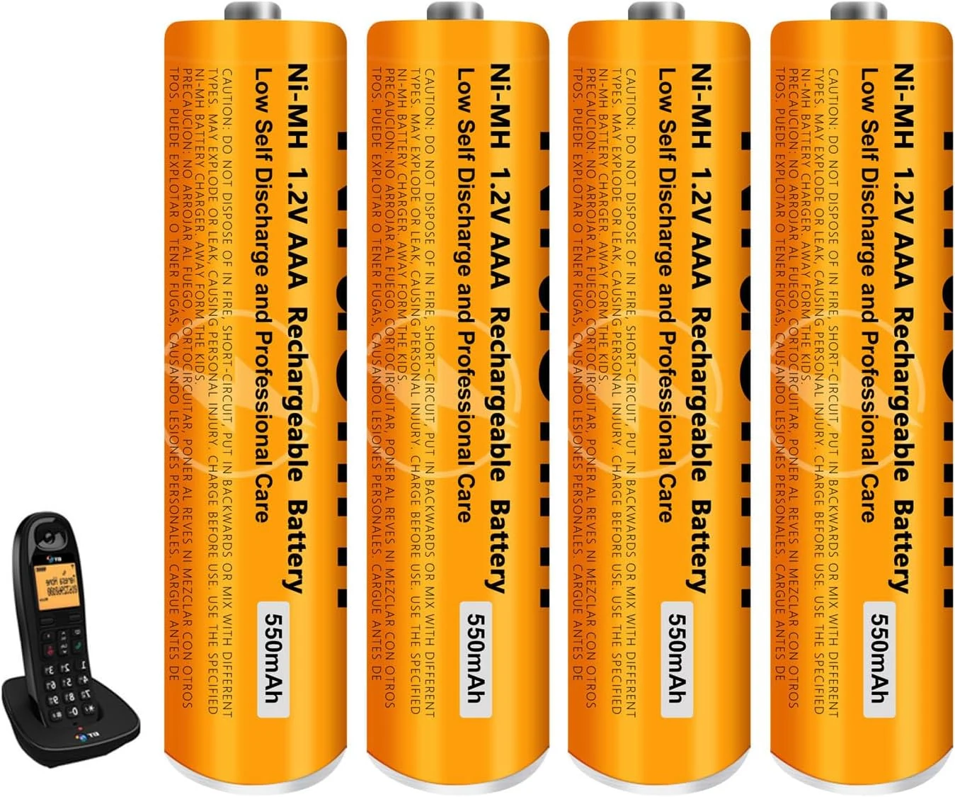 4 Pack NI-MH AAA Rechargeable Battery for Panasonic, 1.2V 550mah