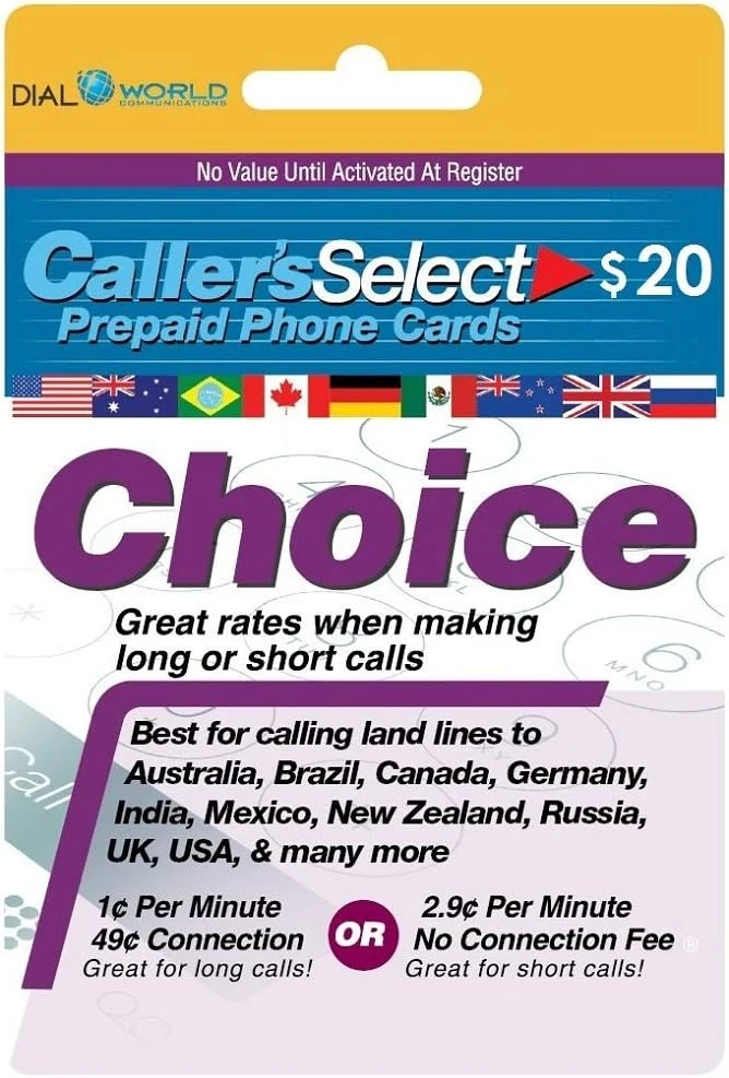 Up to 1951 Minutes Caller's Select Choice Phone Calling Card