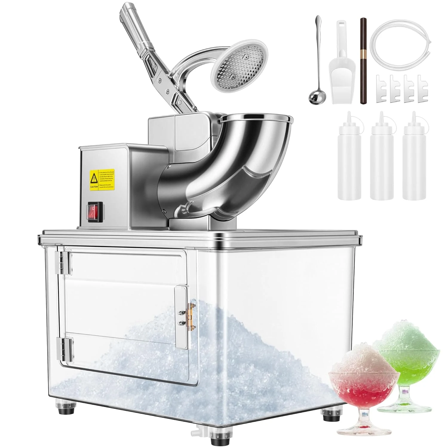 VIVOHOME Commercial Ice Crusher Shaver with Four Blades, Electric Snow Cone Maker Machine, 350W Shaved Ice Machine