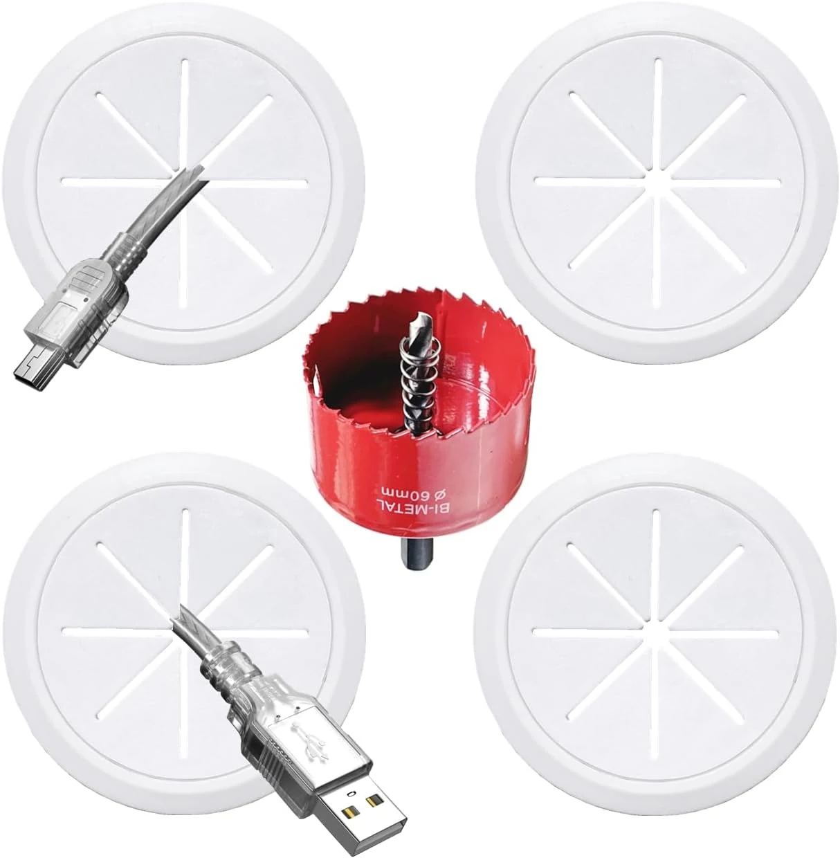 BGHEOUYV 4 Pack TV Cord Hider for Wall Mounted TV, 2-3/8"(60mm Hole) Wire Hider in Wall Cable Management Kit