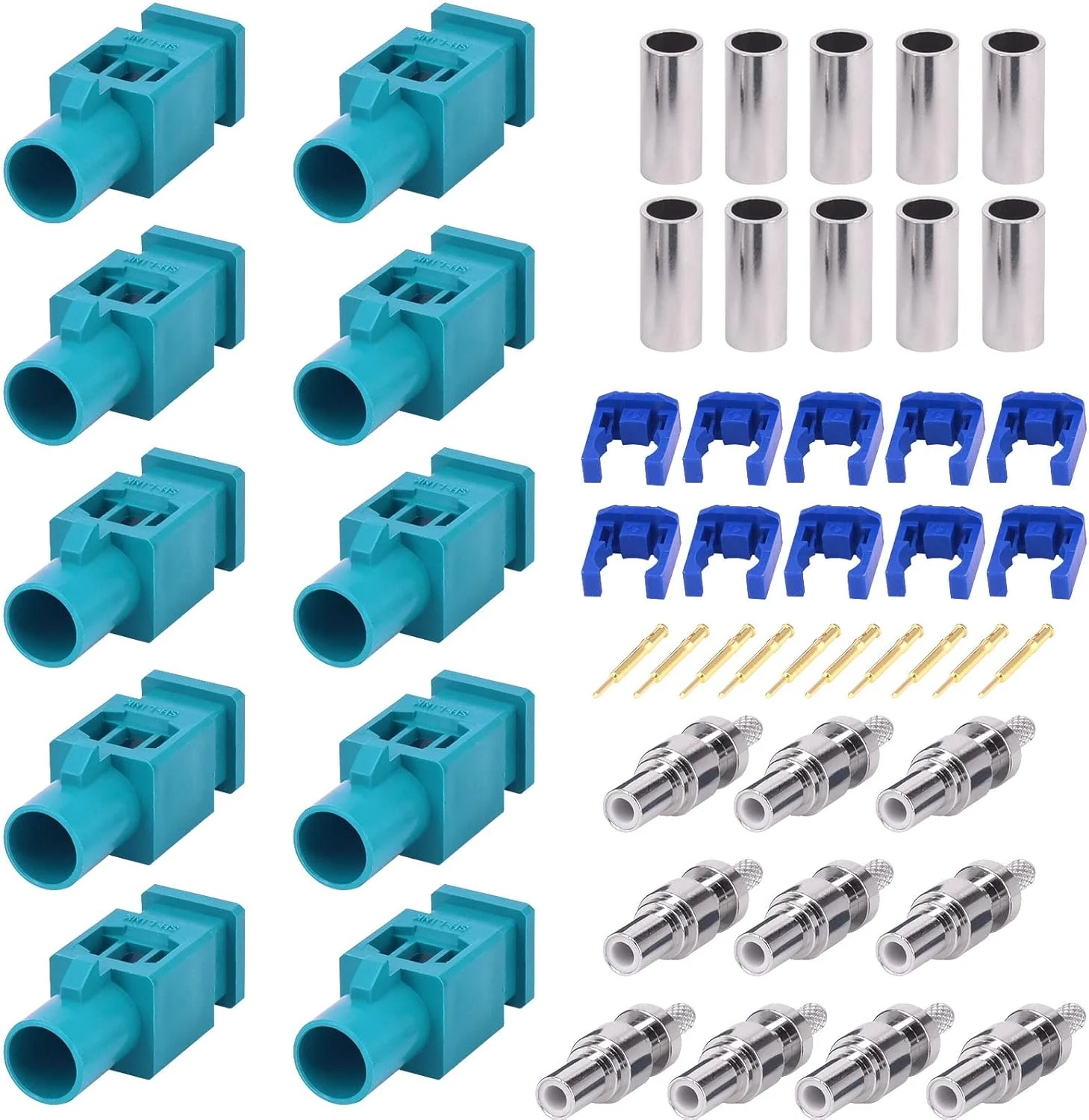 onelinkmore Vehicle Car GPS Antenna Adapter (FAKRA Z Male, Waterblue, RG316/RG174/LMR100) Pack of 10