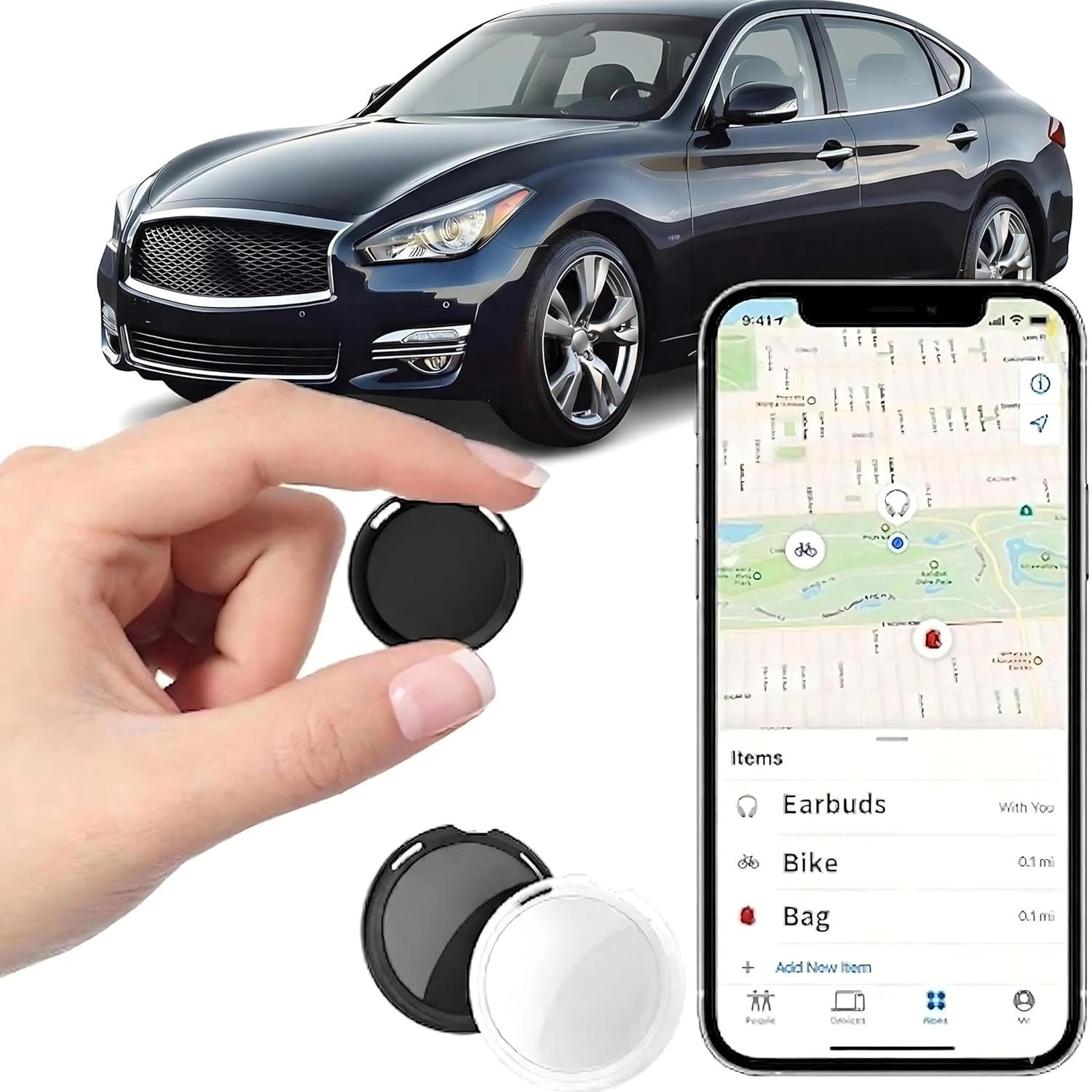 2 Pack GPS Tracker for Vehicles No Subscription Car Tracker for Apple Find My (iOS Only)