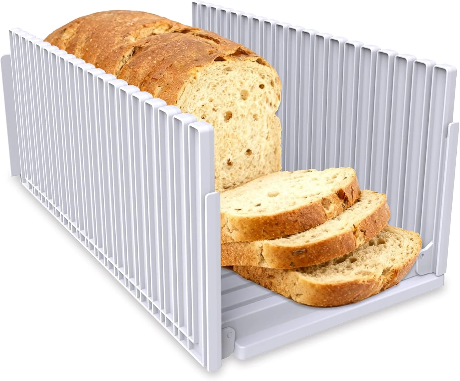 ZULFACY foldable bread slicer with adjustable thickness guide