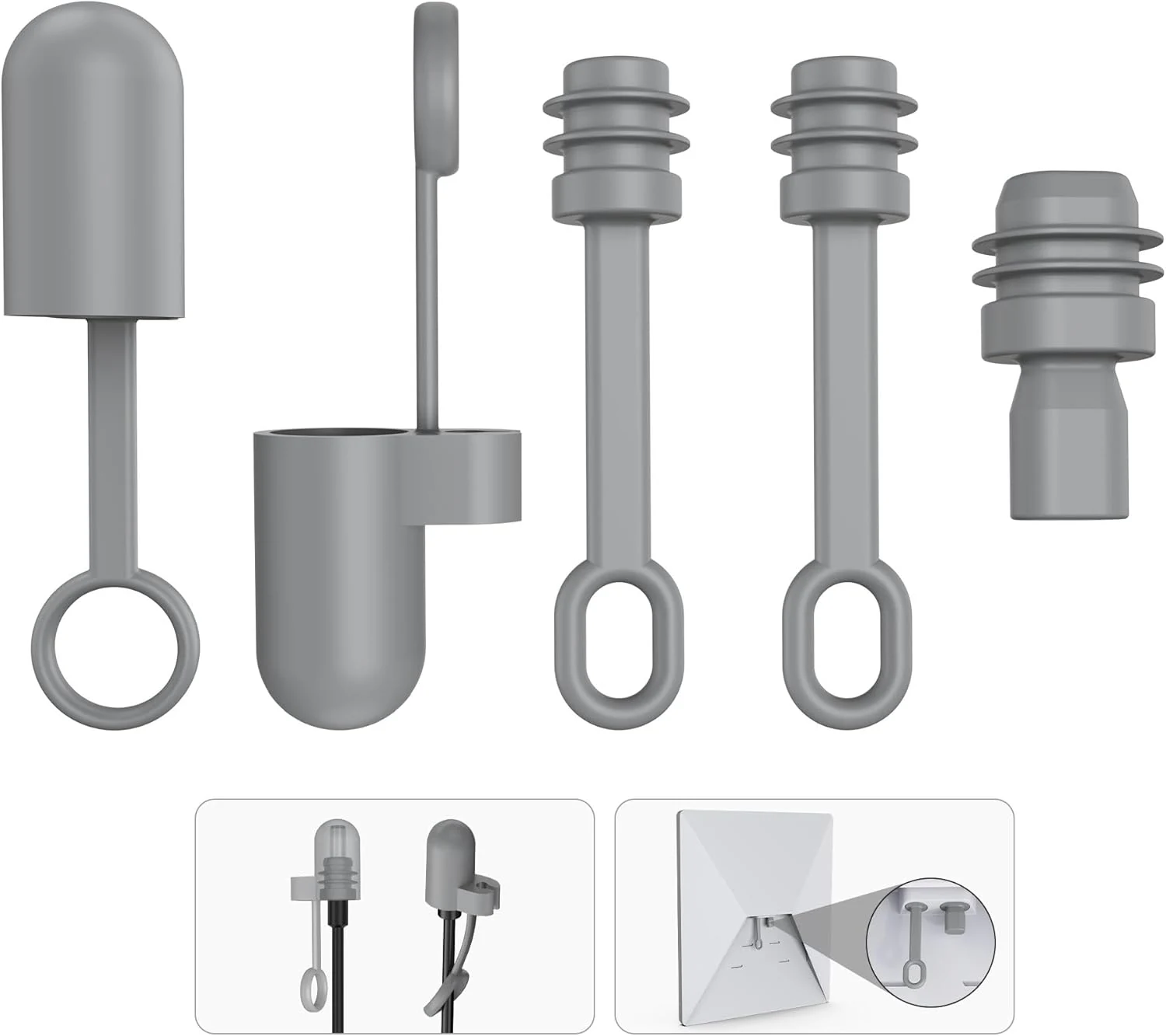 Cable Silicone Caps for Starlink Mini, Cable Plug Protective Caps and Power Port Plug Caps for Starlink Mini Dustproof Waterproof, Set of 5, Gray