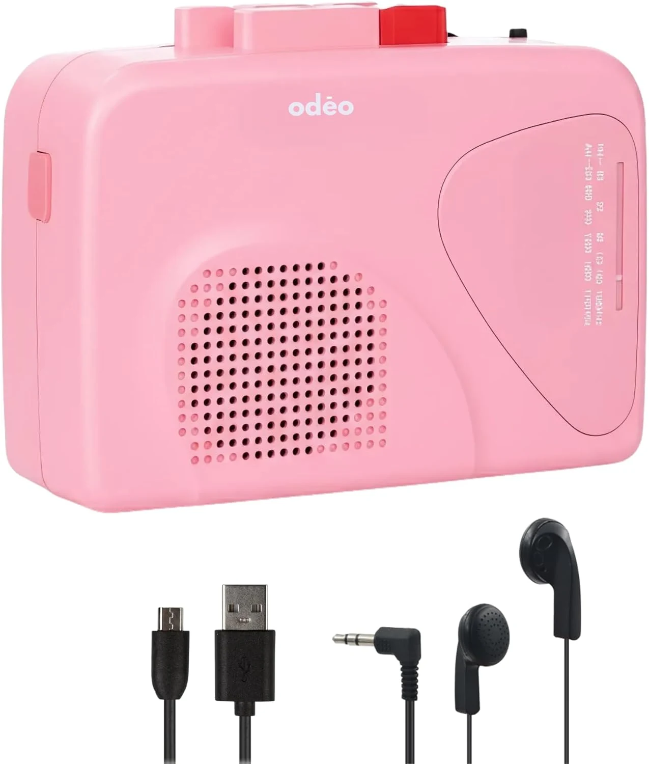 ODEO Cassette Tape Player (Portable, Battery Operated) with AM/FM Radio, VAS Voice Recorder, and Aux In