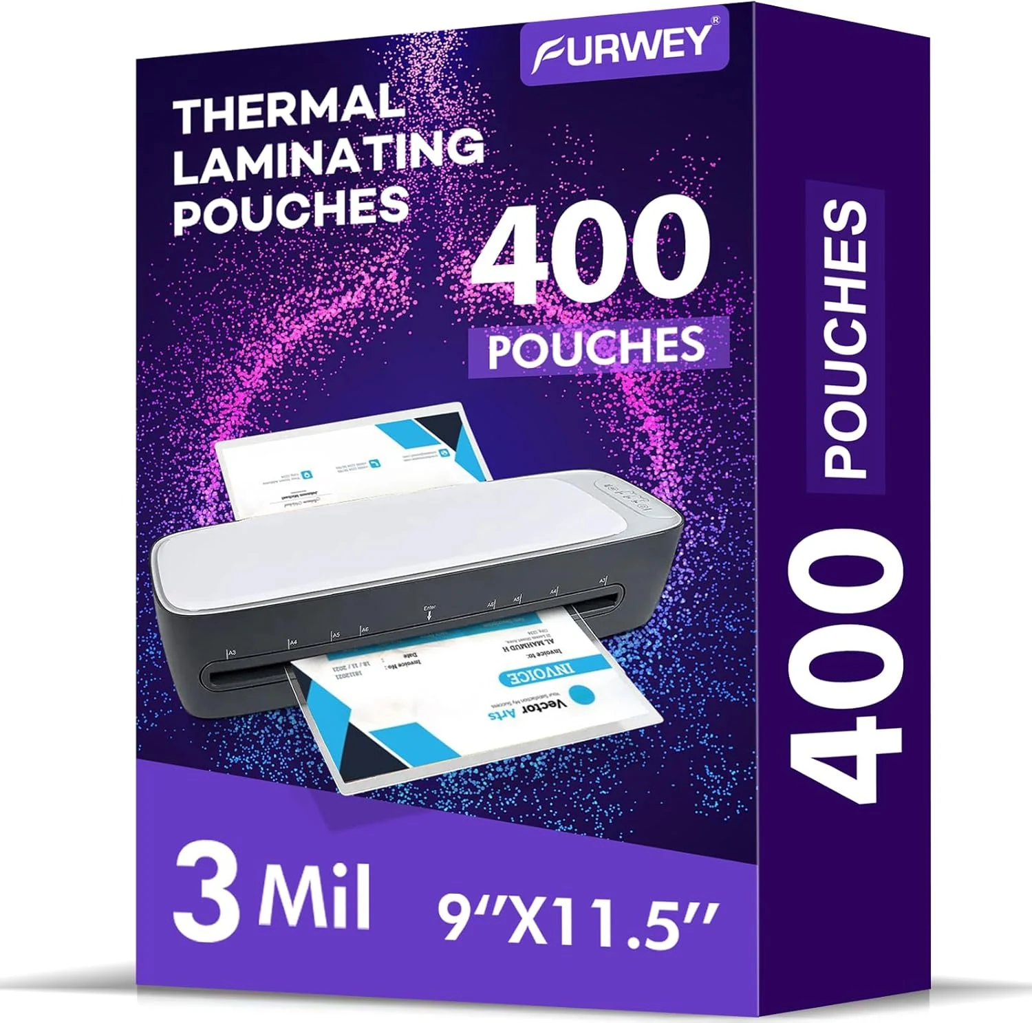 400 Pack Laminating Sheets, Holds 8.5 x 11 Inch Sheets, 3 mil, 9 x 11.5 Inches Thermal Laminating Pouches (FURWEY)