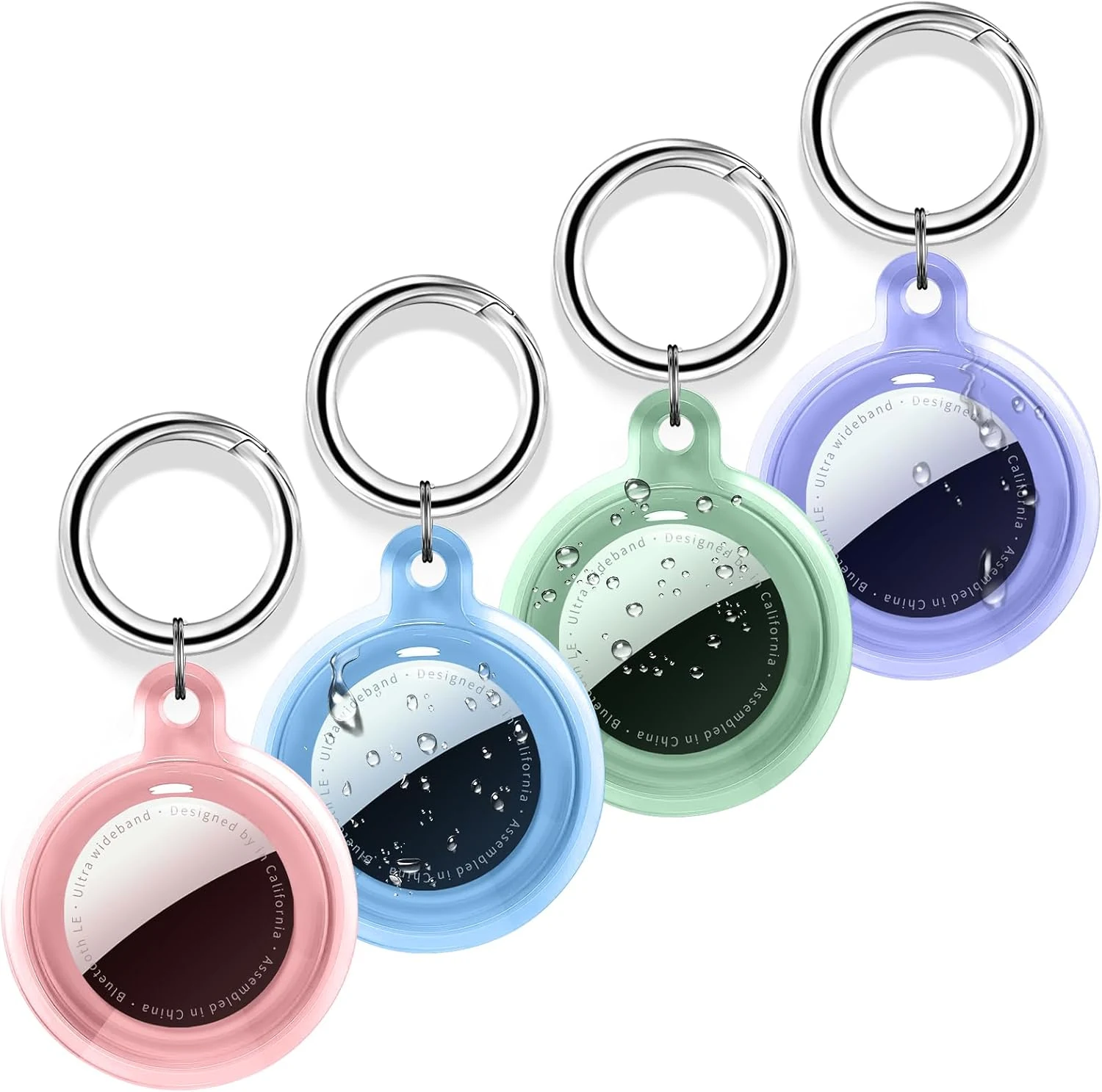 4 Pack Case for Apple AirTag Holder with Keychain, Waterproof & Anti-Scratch Protect Cover Compatible with Airtags