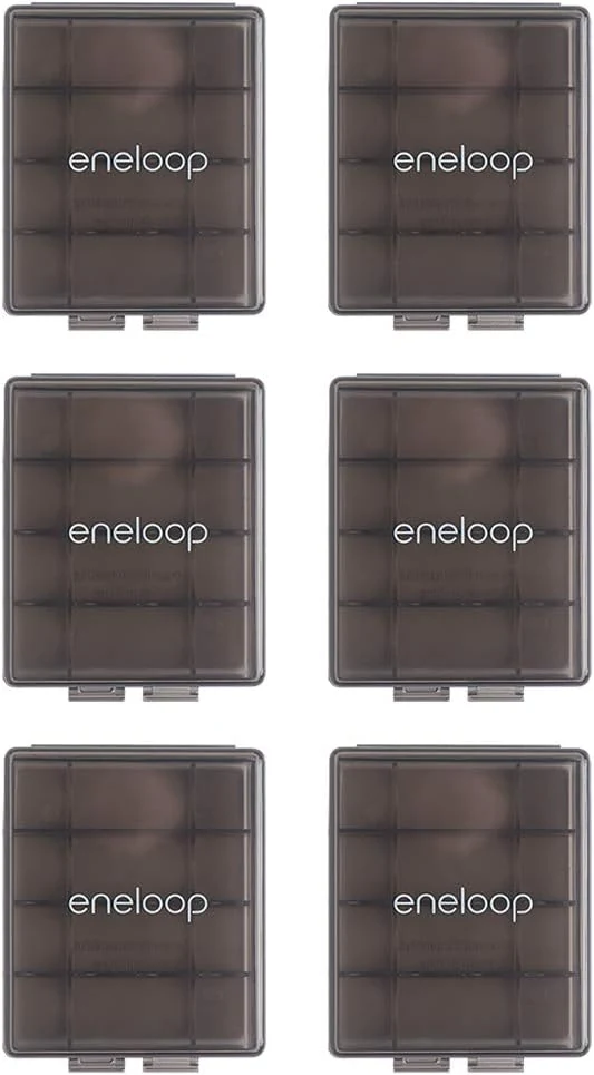 Eneloop Panasonic BQ-CASEK6SA pro Battery Storage Cases with 4AA or 5AAA Battery Capacity, Obsidian Gray (Pack of 6)