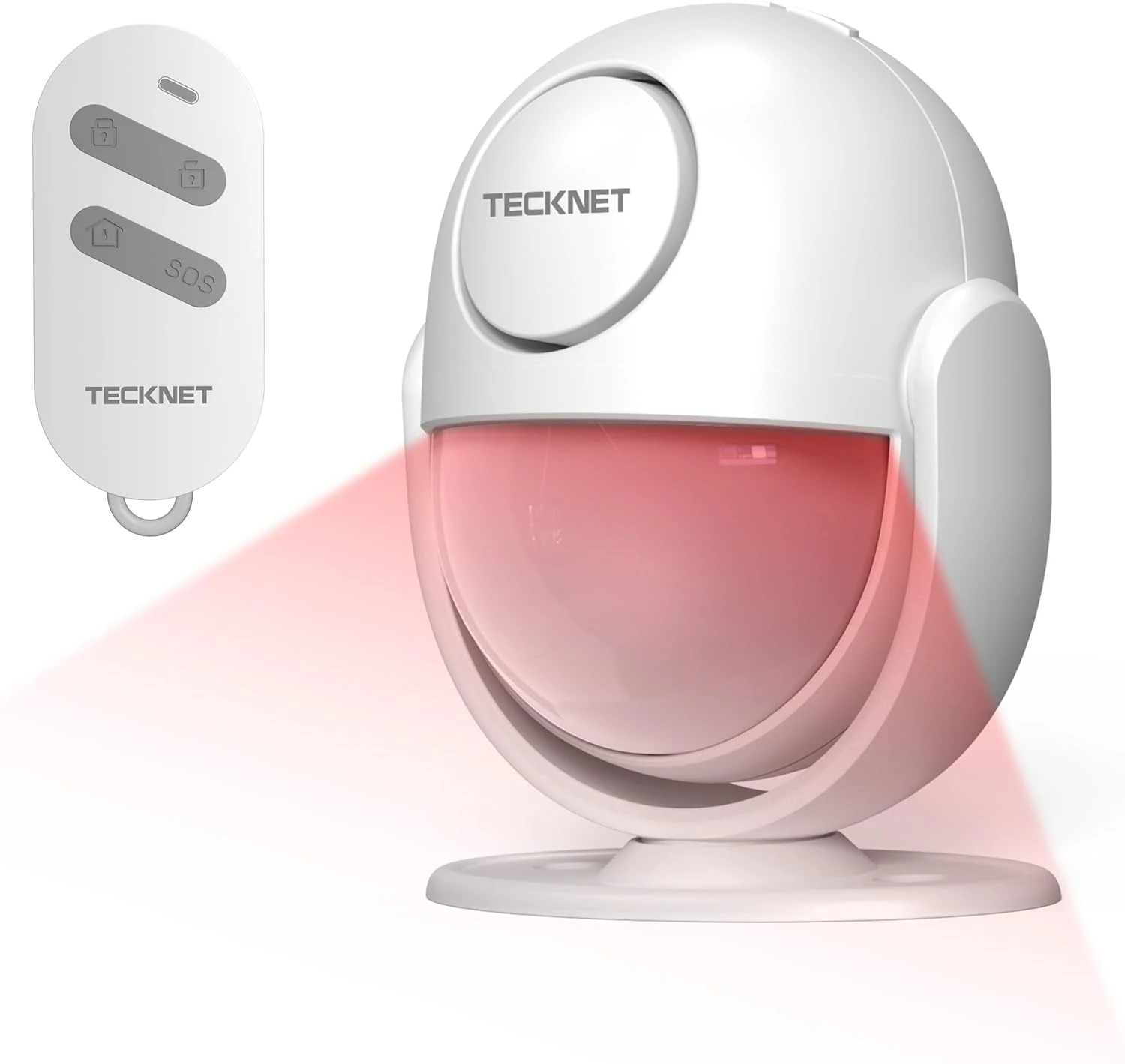 TECKNET 125dB Loud Indoor Motion Sensor Alarm with 328ft Remote Control (40ft PIR Detector, Batteries)