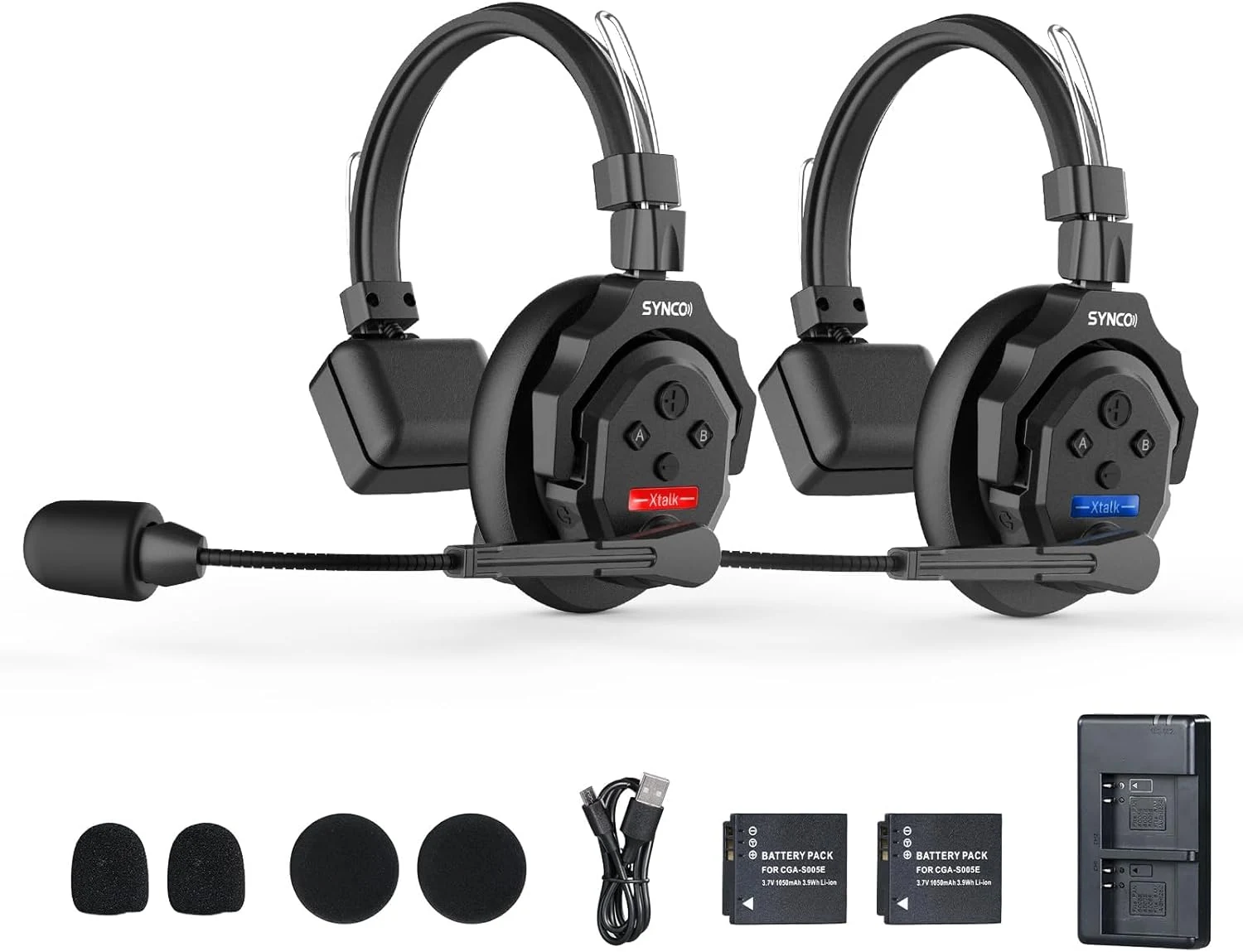 SYNCO XTALK X2 Wireless Intercom Headset System, 2.4GHz Communication Headset