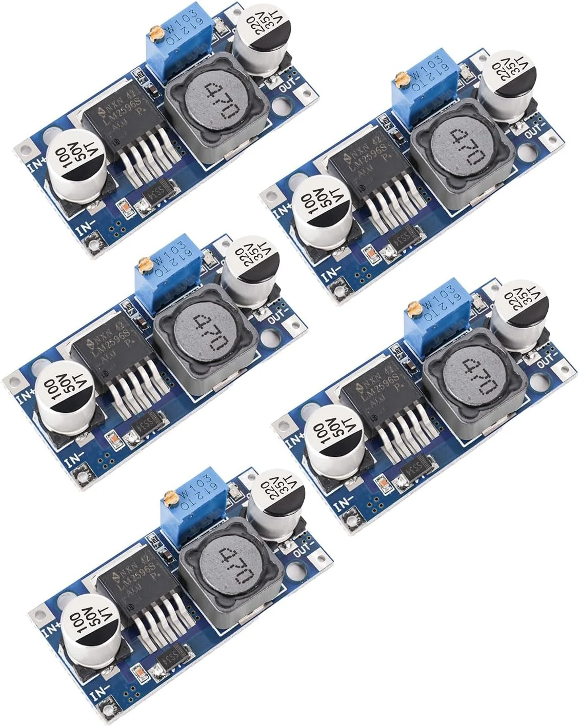 Seloky 5 Pack LM2596 DC to DC Buck Converter 3.0-40V to 1.5-35V Adjustable Voltage Regulator
