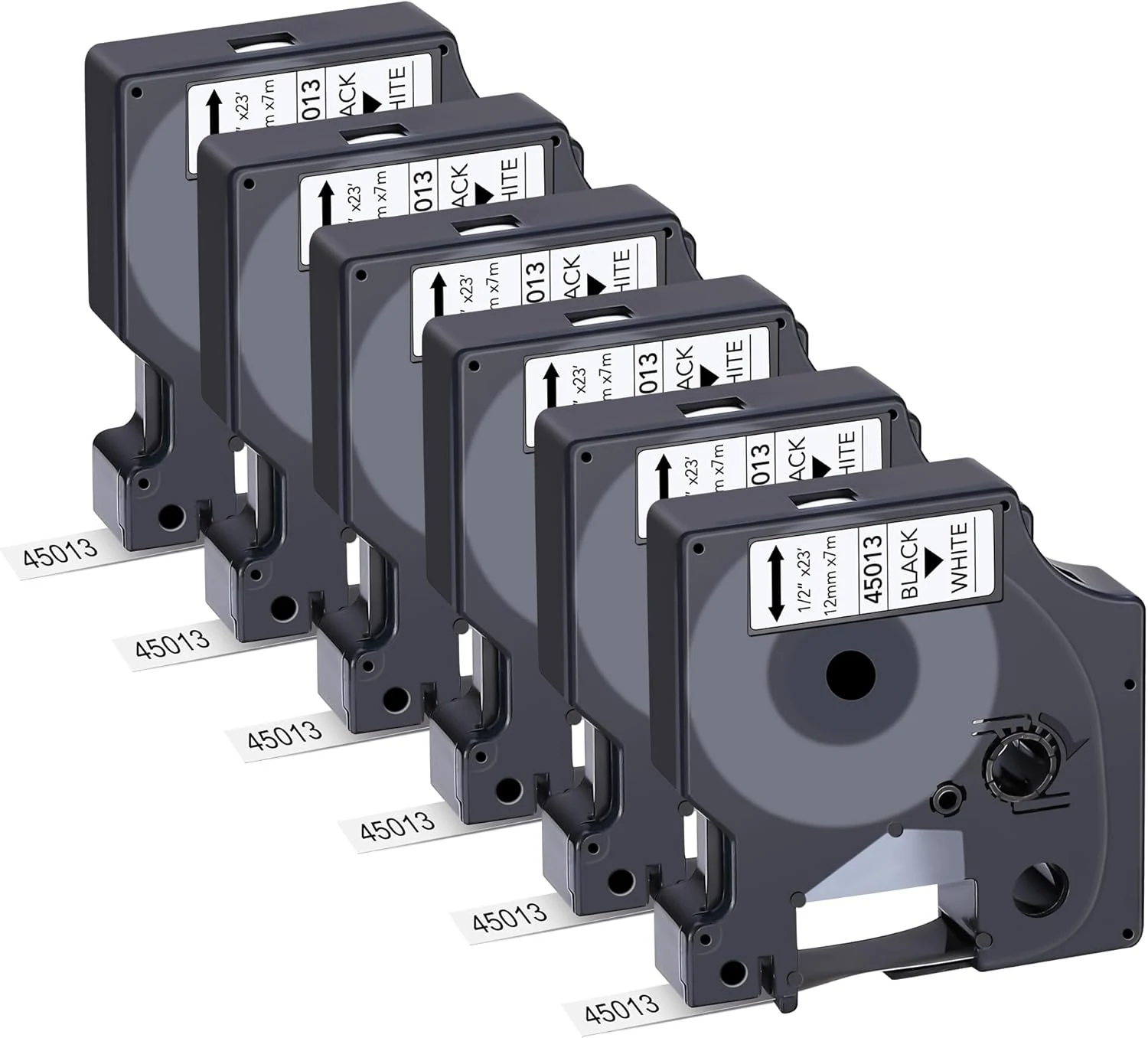 6-Pack Dymo D1 Label Tape 45013 Black on White 1/2 Inch x 23 Feet