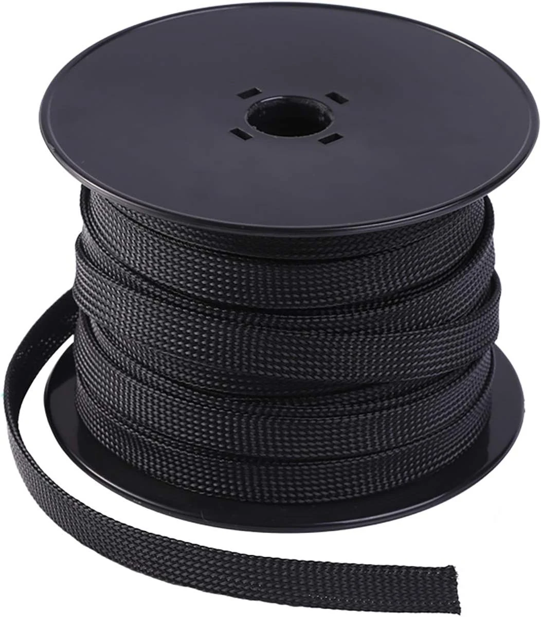 Keco 100ft – 1/2 inch PET Expandable Braided Cable Sleeve (Black)