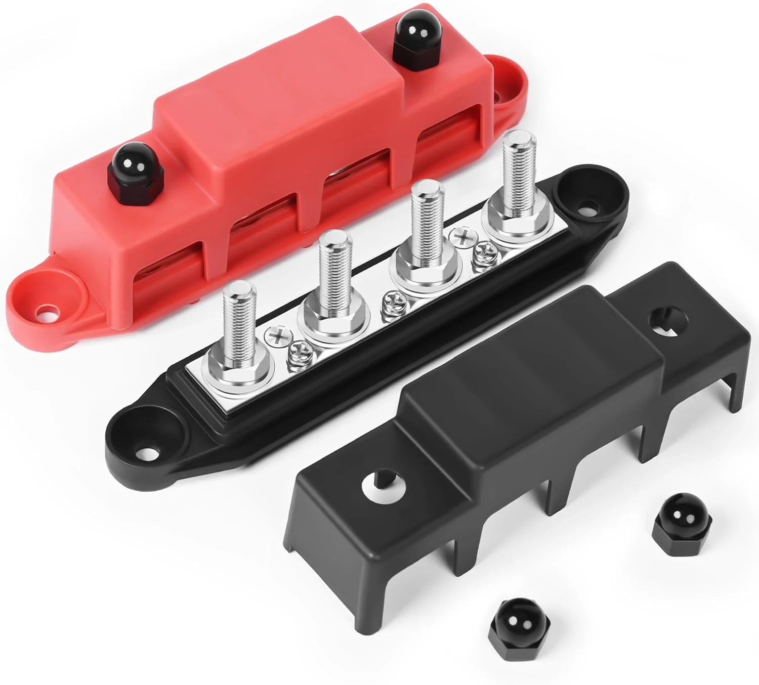 Inchoco Bus Bar 12v Power Distribution Block 250A Bus Bar (Red & Black)
