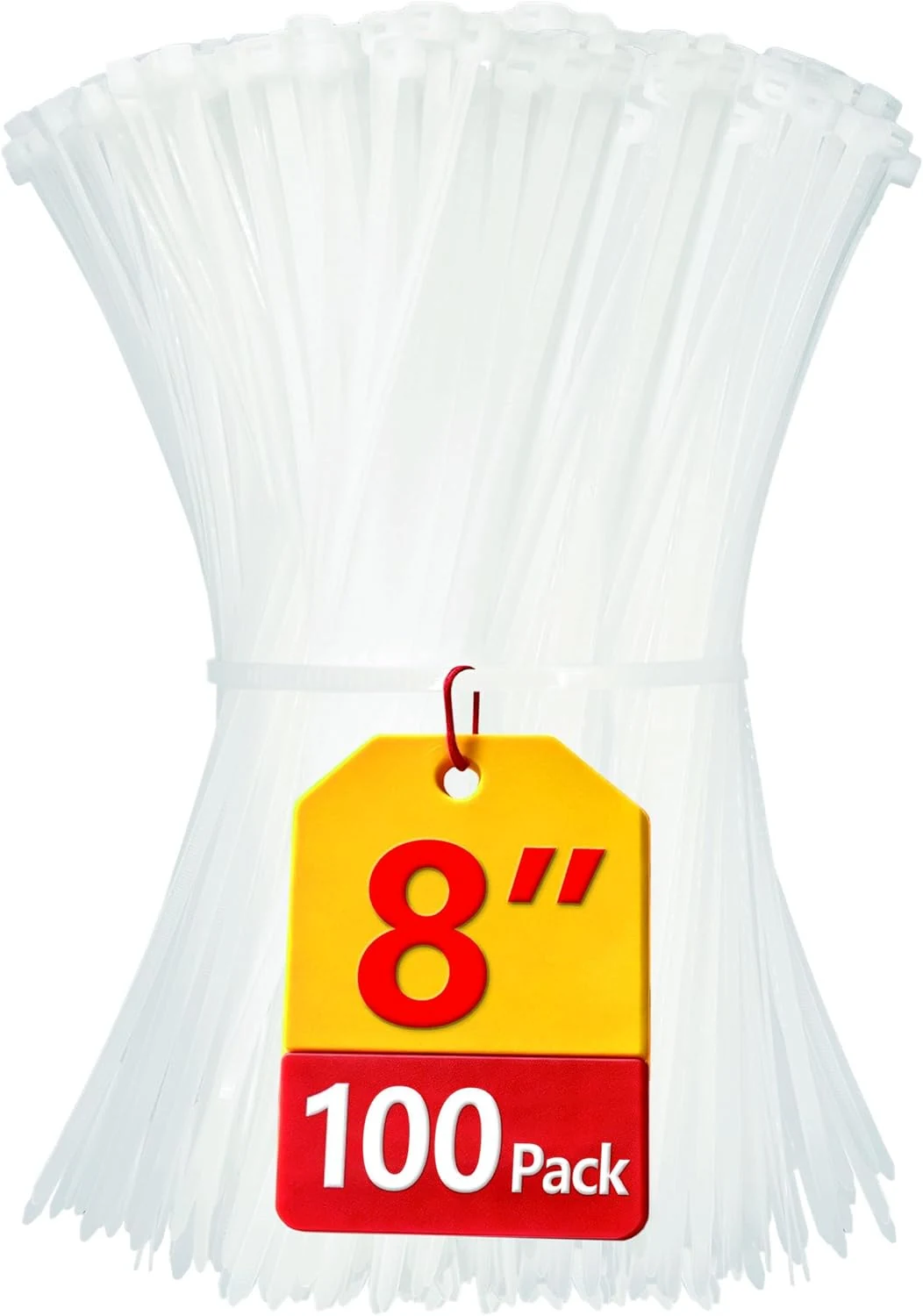 Boacua White Zip Ties 8 inch (100 Pack)