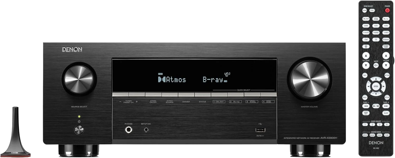 Denon AVR-X3900H 9.4 Channel AV Receiver, 105W Power, Dolby Atmos, DTS:X, AURO-3D & IMAX Enhanced