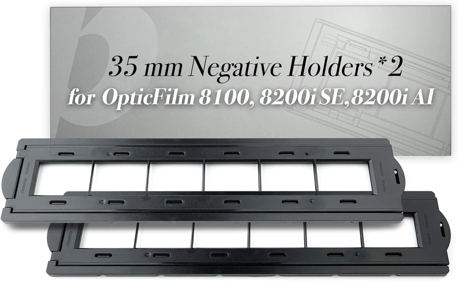 Plustek 2 x 35 mm Negative Holders (Negative Film), for OpticFilm 72~83 Series use only (8100 & 8200i & 8300i)