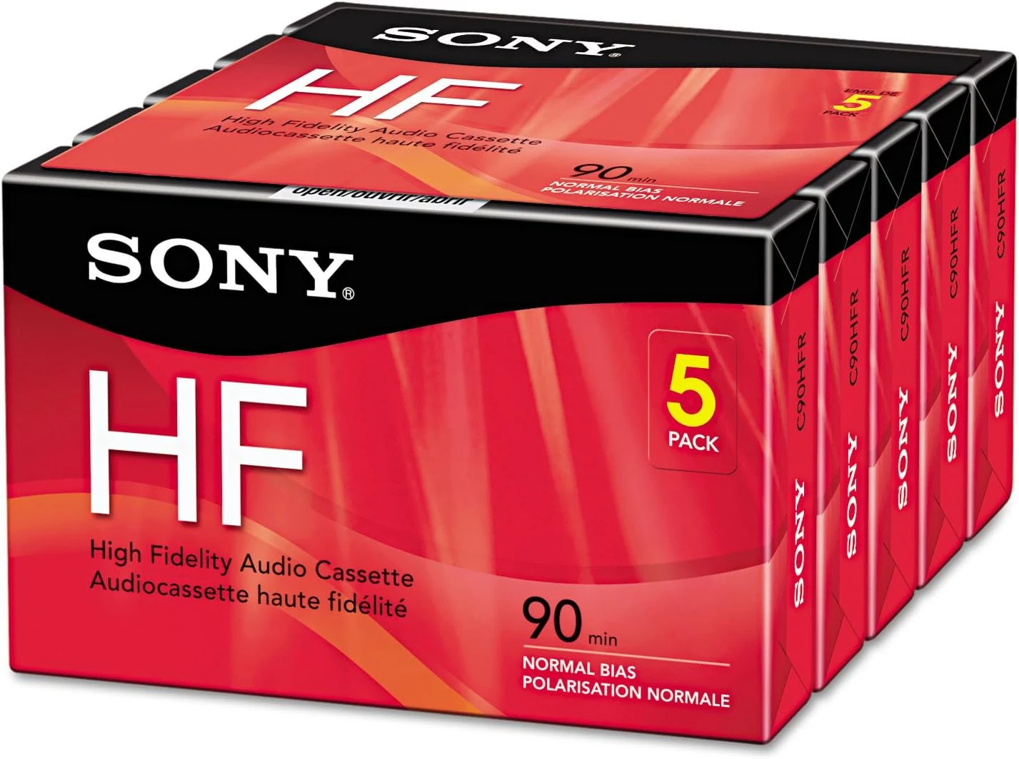 Sony 5C90HFR 90-Minute HF Cassette Recorders 5-Brick