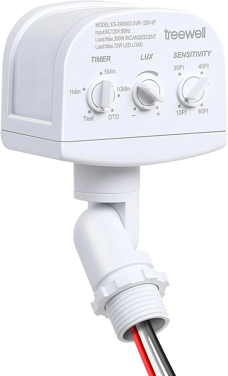 240-Degree Replacement Motion Sensor, Adjustable LUX(5-300) & Time & Detection