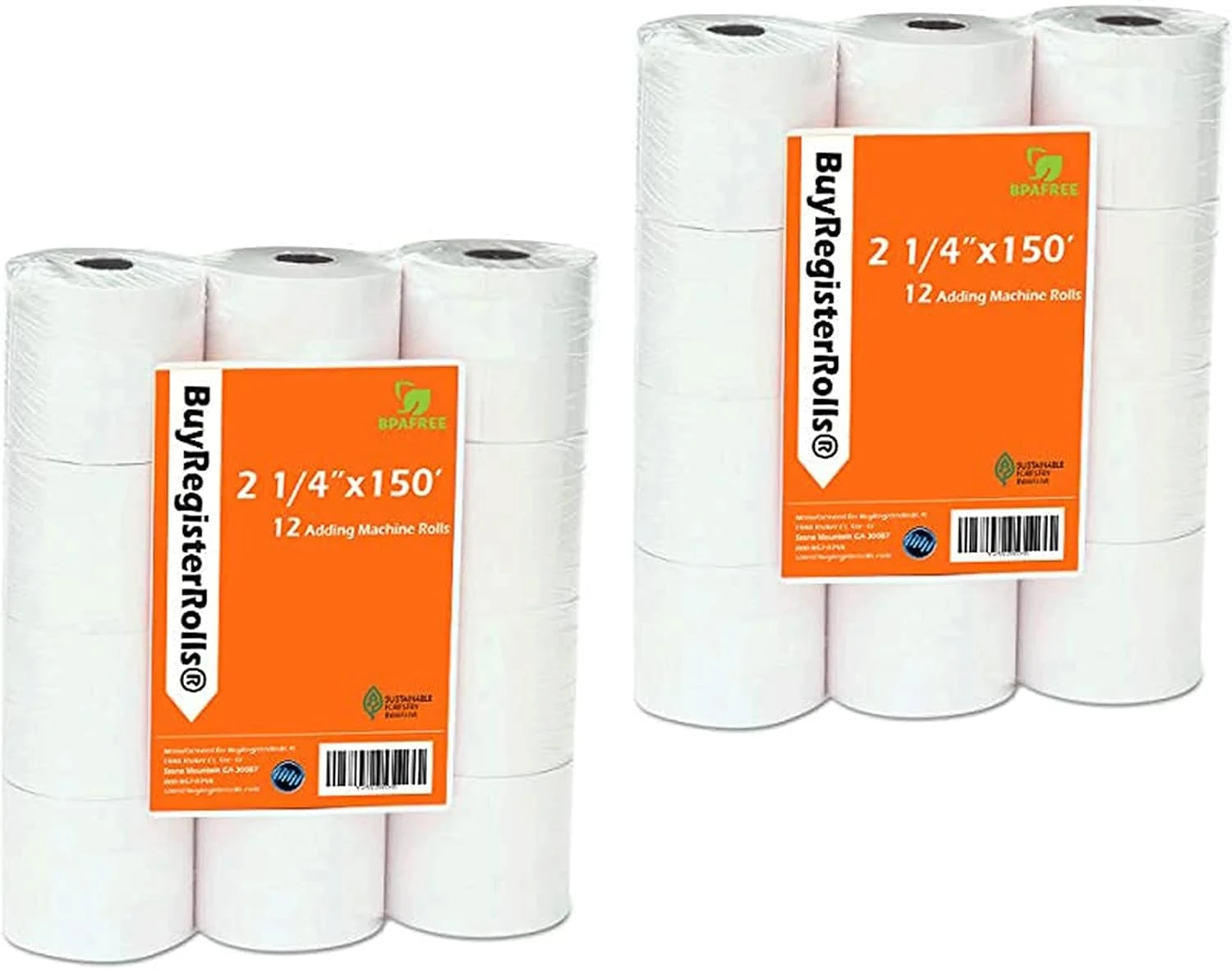 (24 Rolls) 2 1/4 x 150 ft White Adding Machine Tape Paper Rolls Premium One Ply Register Adding Machine/Calculator Paper Rolls Printing Calculator 10 Key