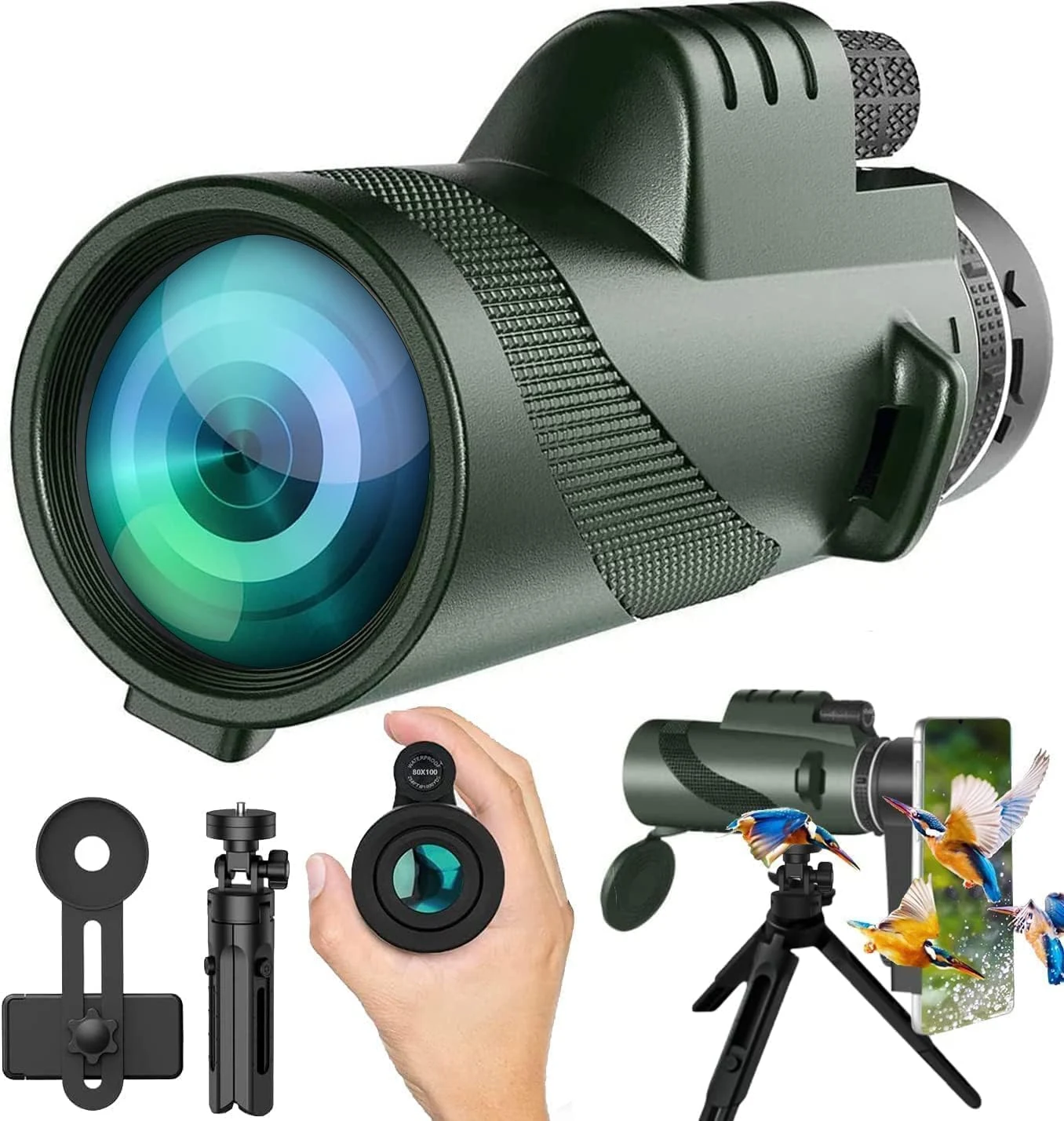 Monocular-Telescope 80x100 High Powered Monoculars High Definition (PhysioPhyx)
