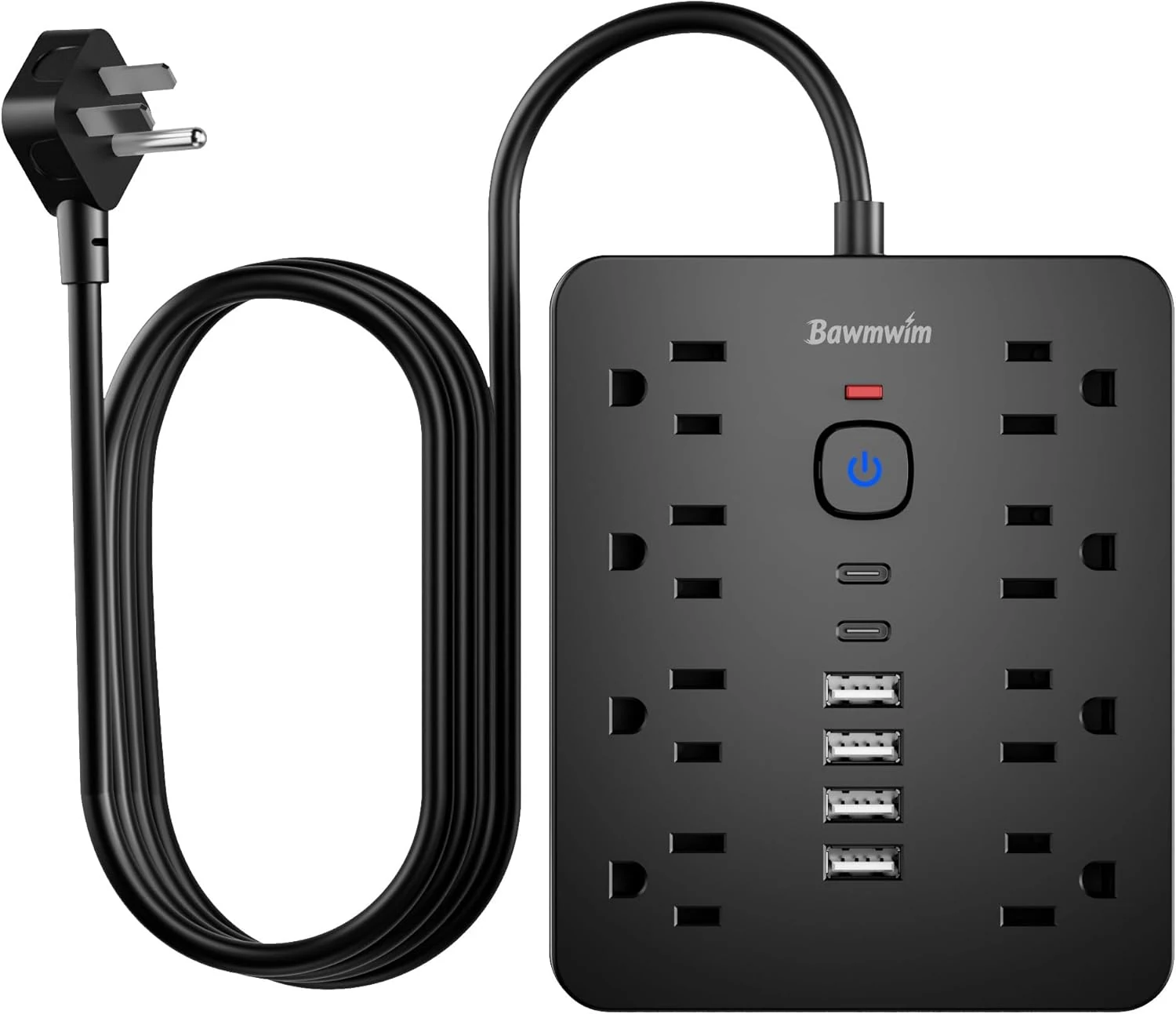Surge Protector Power Strip, 8 Outlets(1850W/15A/14AWG), 6 USB Charging Ports(2 USB C)