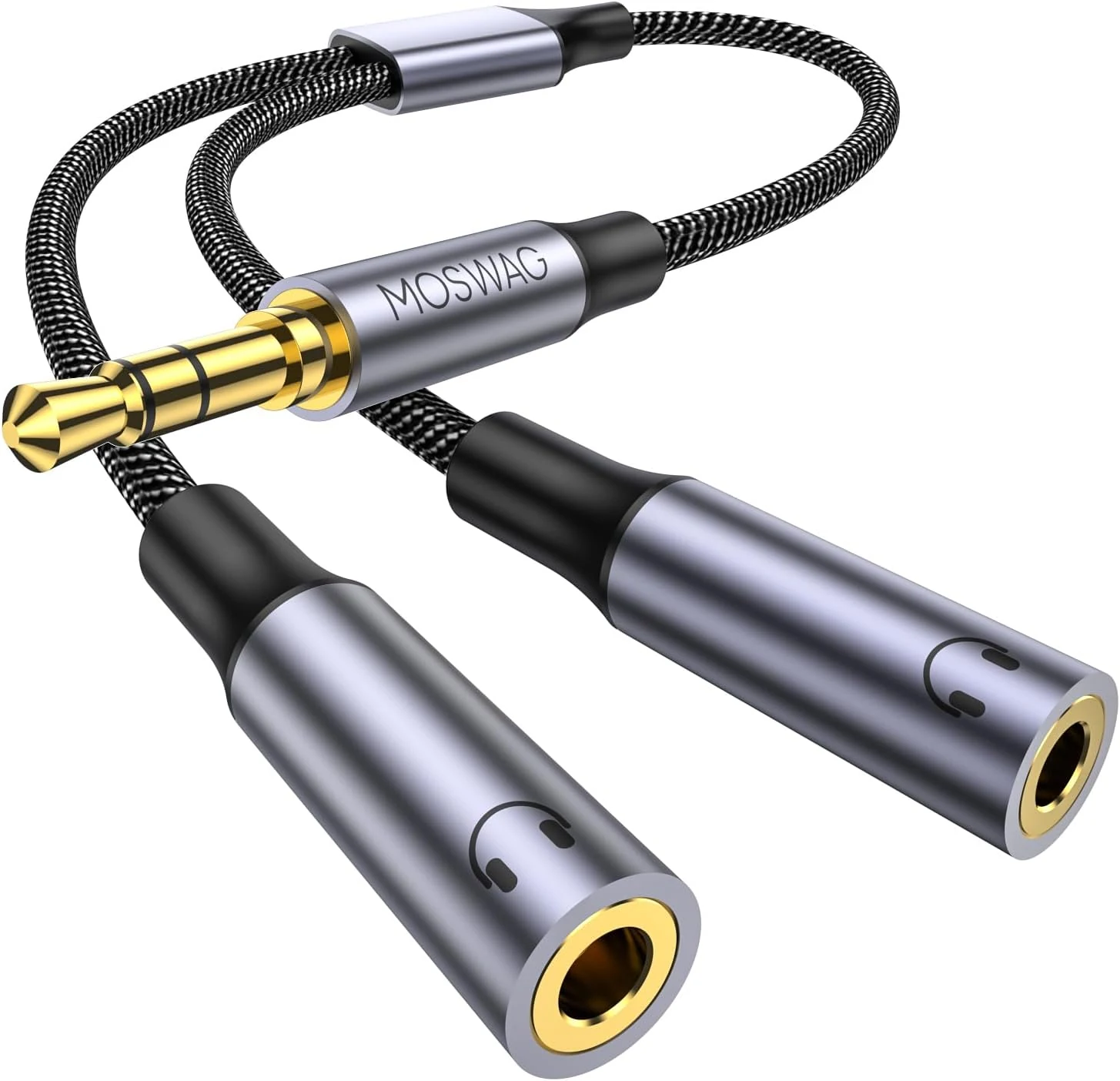 MOSWAG Headphone Splitter 3.5mm Stereo to Dual 3.5mm Female Headphone Jack Audio Stereo
