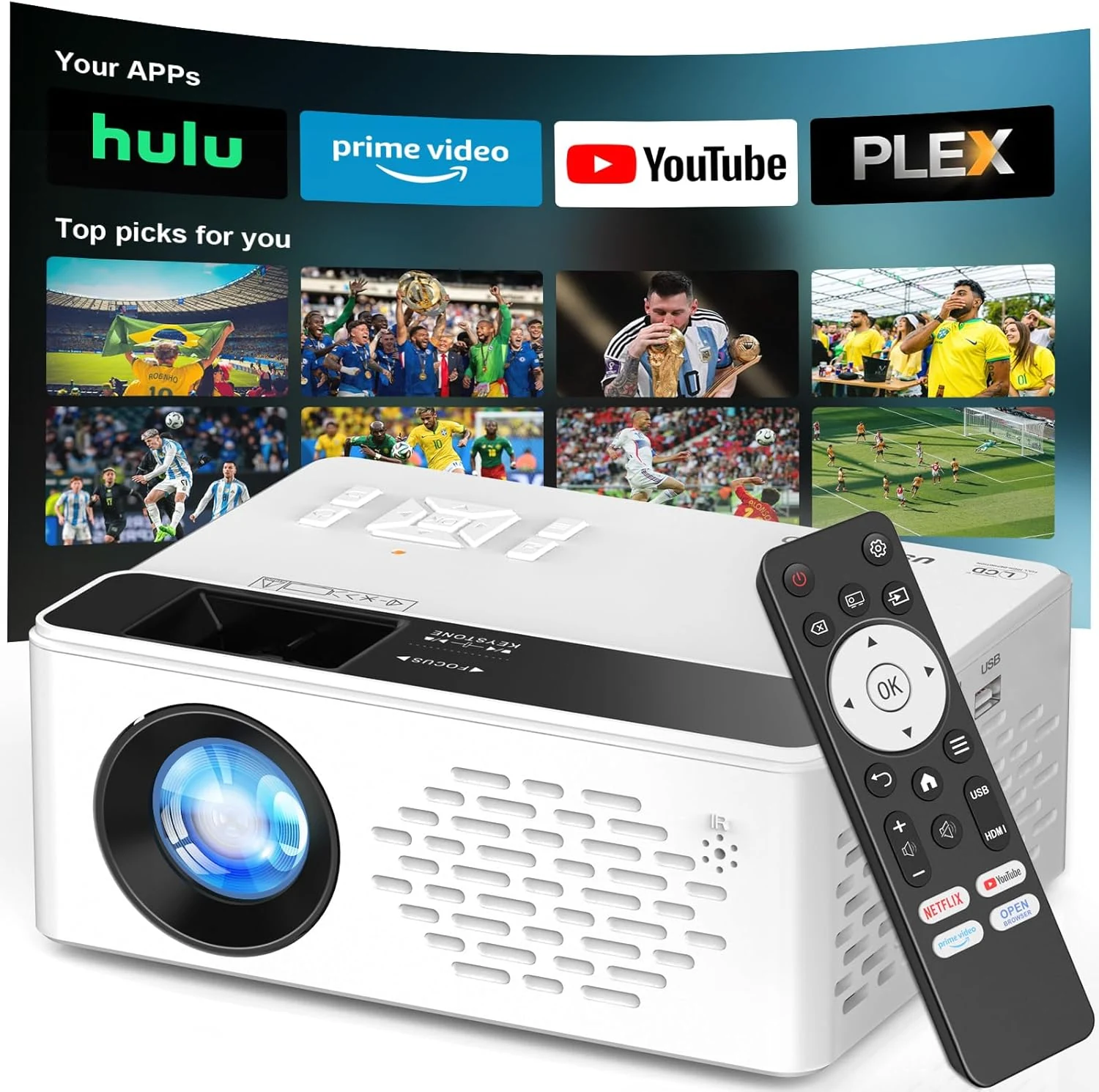 TMY Native 1080P Smart projector with WiFi and Bluetooth, Compatible