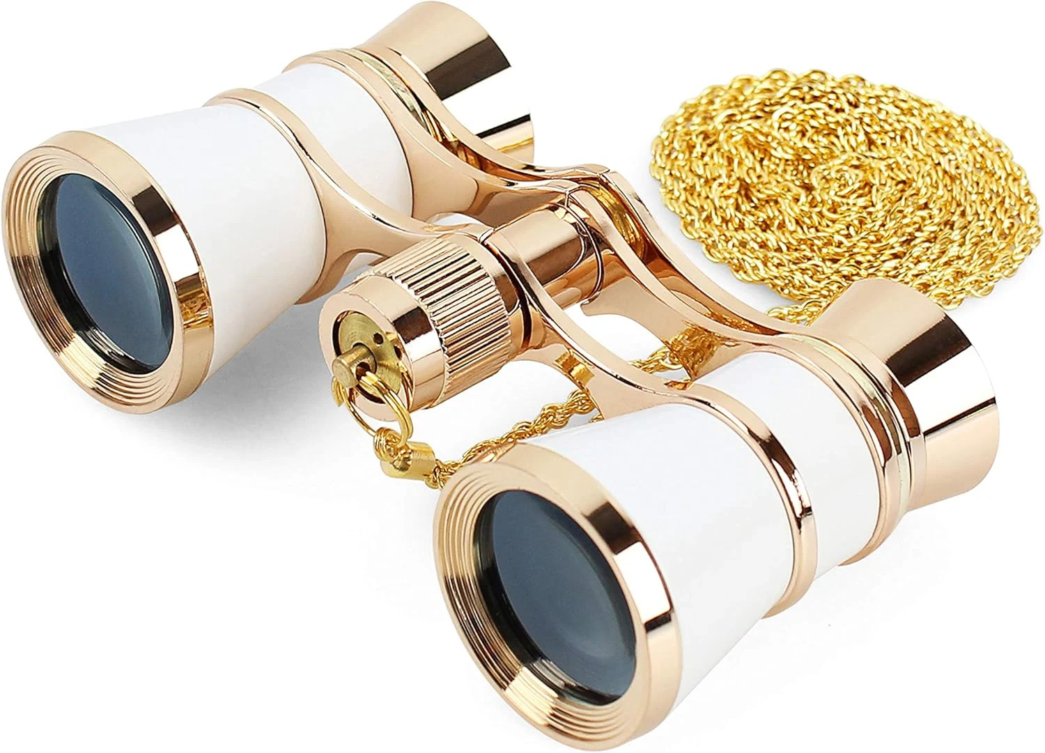 Aomekie Opera Glasses Binoculars 3X25 Theater Glasses Mini Binocular Compact with Chain (White)
