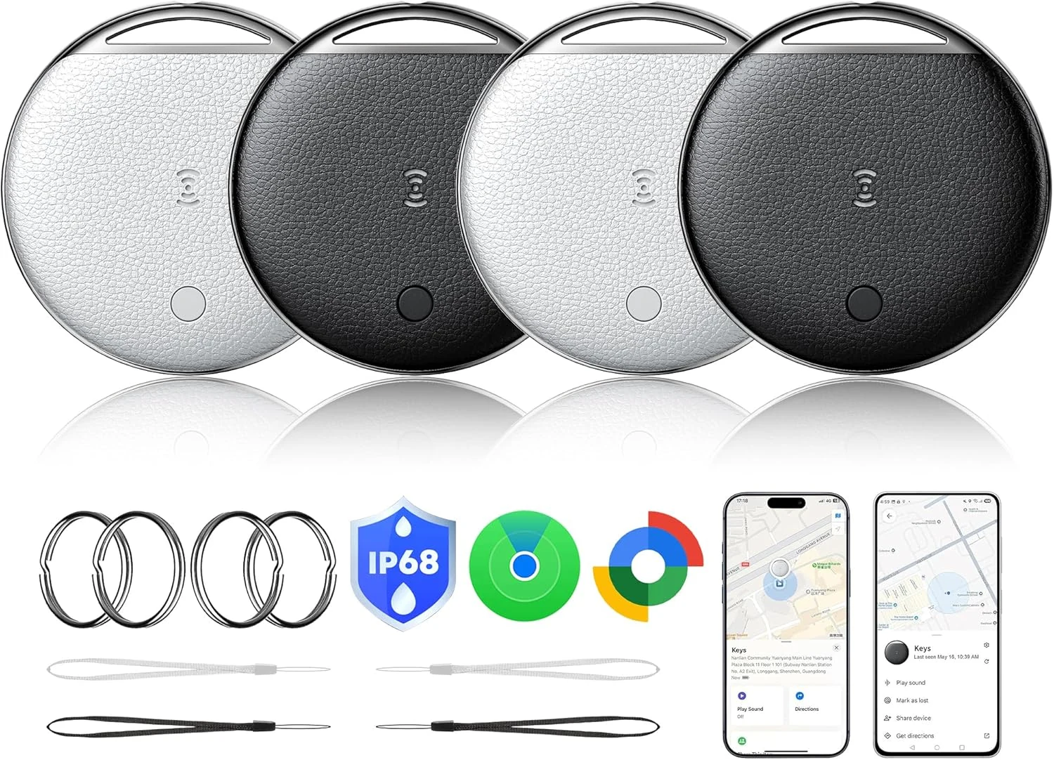 Air Tags for Android, Air Tags-4 Pack Work Compatible with Apple Find My & Google's Find Hub