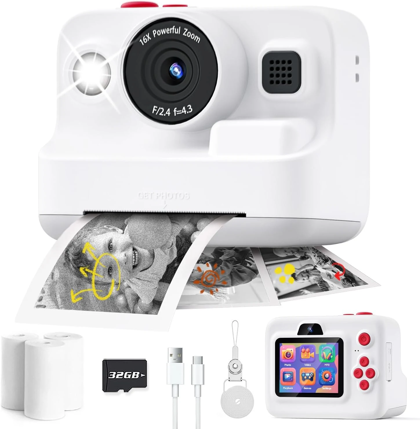 Dylanto Instant Print Camera for Kids (2.4-inch screen)