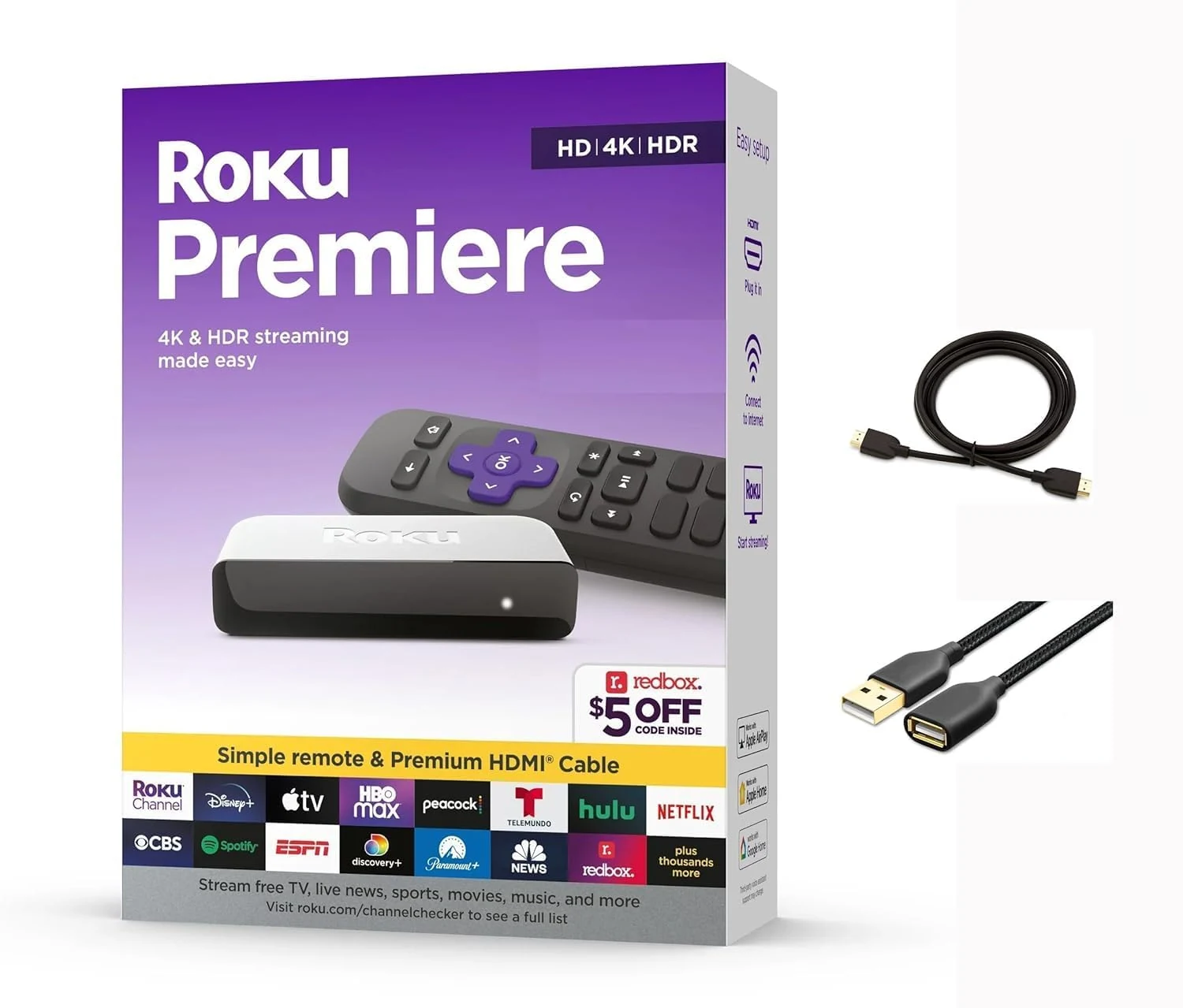 Roku 3920RW-SW Premiere - 4K/HDR Streaming Media Player