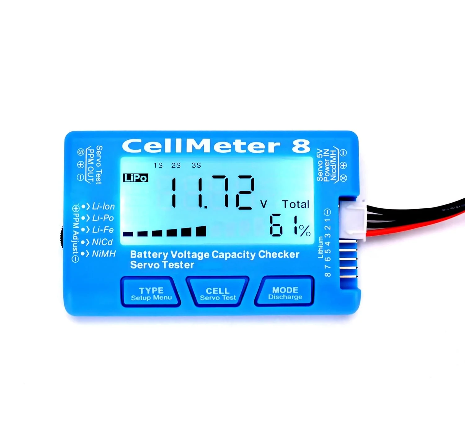 RC CellMeter 8 Digital Battery Capacity Checker Battery Voltage Tester