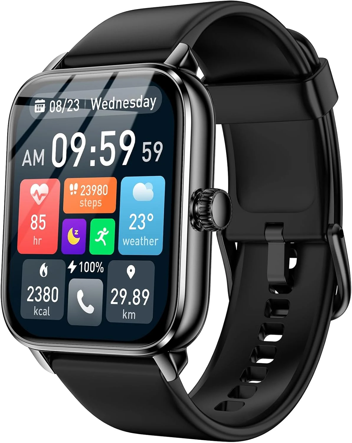 Smart Watches for Men Women with Alexa Built-in, Bluetooth Call, 1.85" HD Touchscreen, 120+ Sport Modes, IP68 Waterproof, 7-Day Battery, 24/7 Heart Rate & Sleep Monitor for Android iPhone (Black)