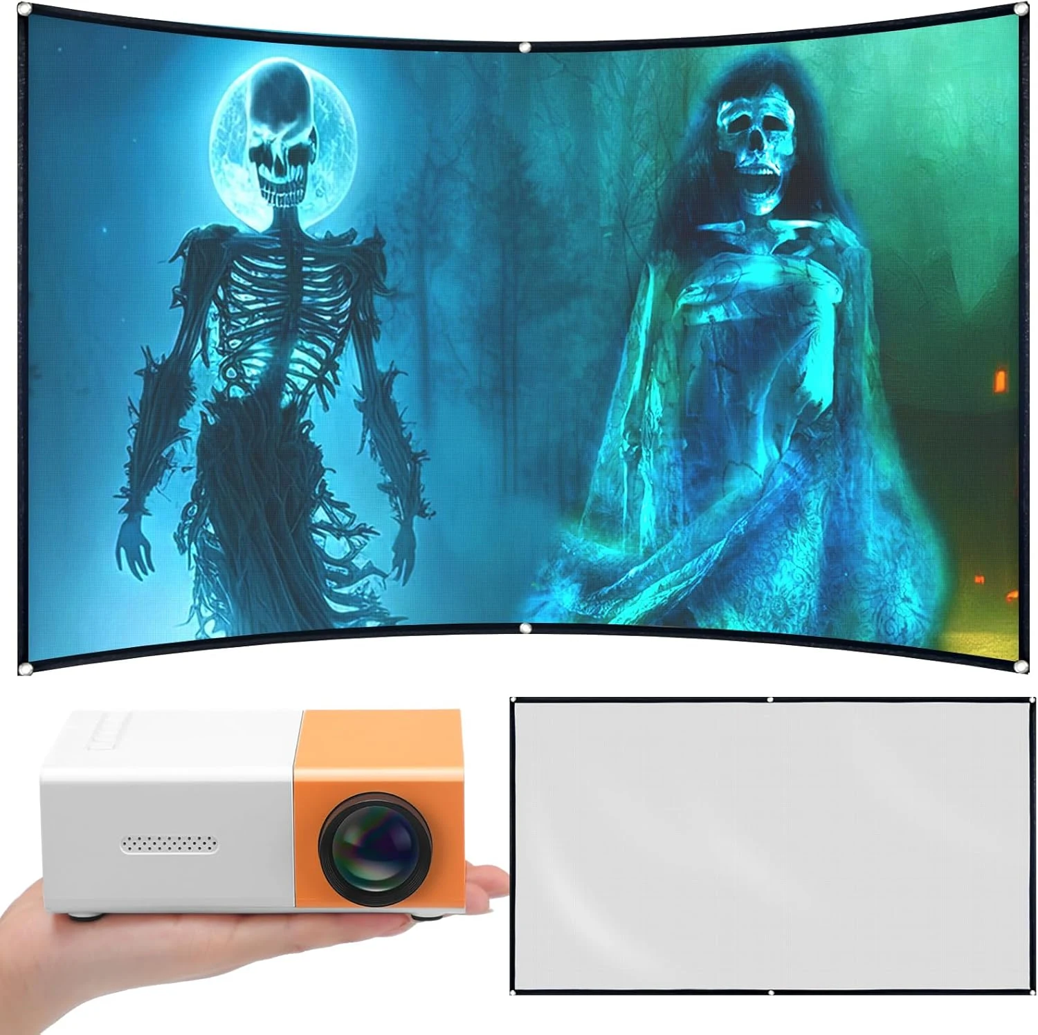 Relaxweex 2 Pcs Halloween Window Projector 62.5" x 35" Holographic Rear Projection Screen Set
