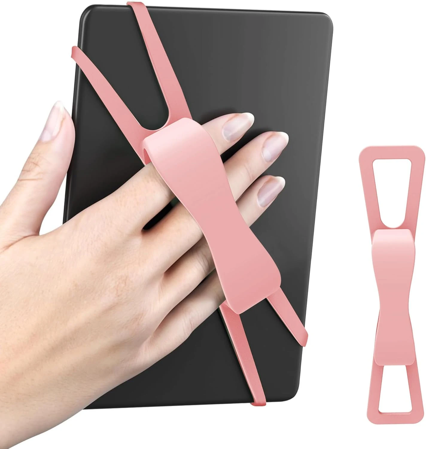Ergonomic Silicone Hand Strap Holder for Kindle and Teblets (Pink)