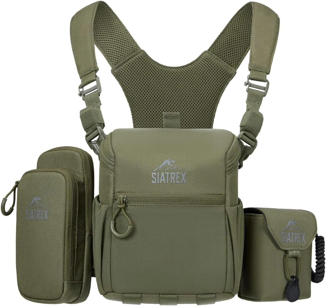 Binocular Harness Chest Pack, 500D DWR Ripstop Hunting Chest Pack, Silent Magnetic Lid, Storage for Rangefinder, Phone & GPS