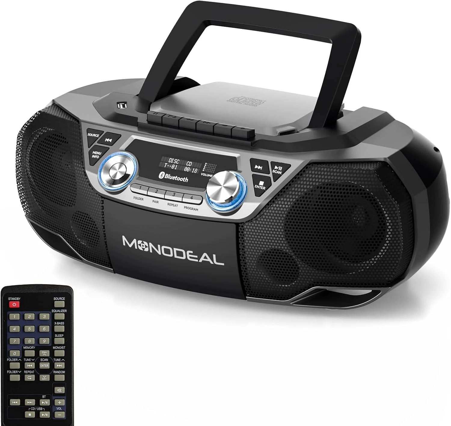MONODEAL CD Player & Cassette Tape Player with Bluetooth