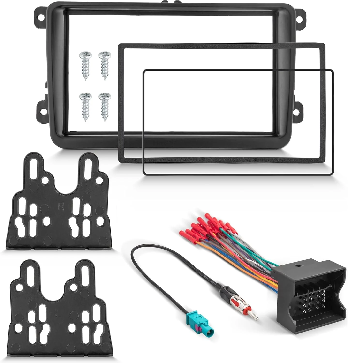 NuIth Double DIN Radio Dash Kit W/Radio Wire Harness for 2005-2015 Volkswagen Jetta/Beetle/CC/Golf/Passat/Tiguan