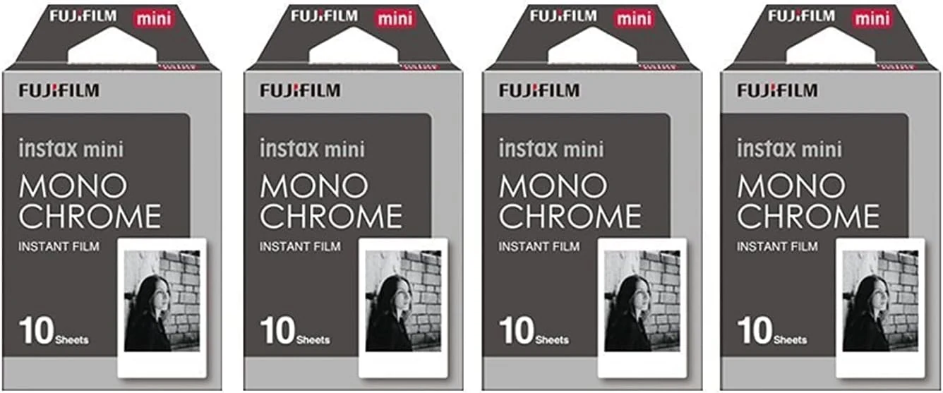 Fujifilm Instax Mini Instant Film Monochrome 4-Pack Bundle Set, Mono Chrome (10 x 4 = 40)