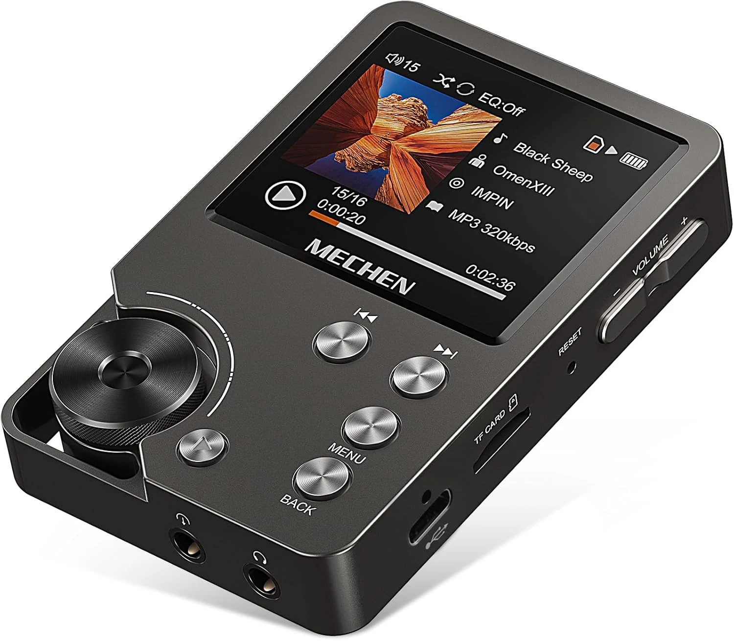 MECHEN M30 HiFi MP3 Player, Lossless DSD High Resolution Digital Audio Music Player, High-Res Portable Audio Player with 64GB Memory Card (Gray)
