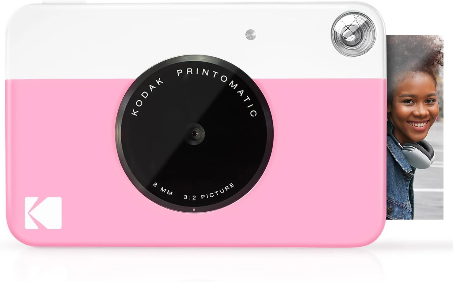 KODAK Printomatic Full-Color Instant Print Digital Camera, Zink 2x3" (5.1x7.5 cm) Sticky-Back Photo Paper, 5MP, Portable, Creative Fun Gift for Birthday, Christmas, Holiday, Pink