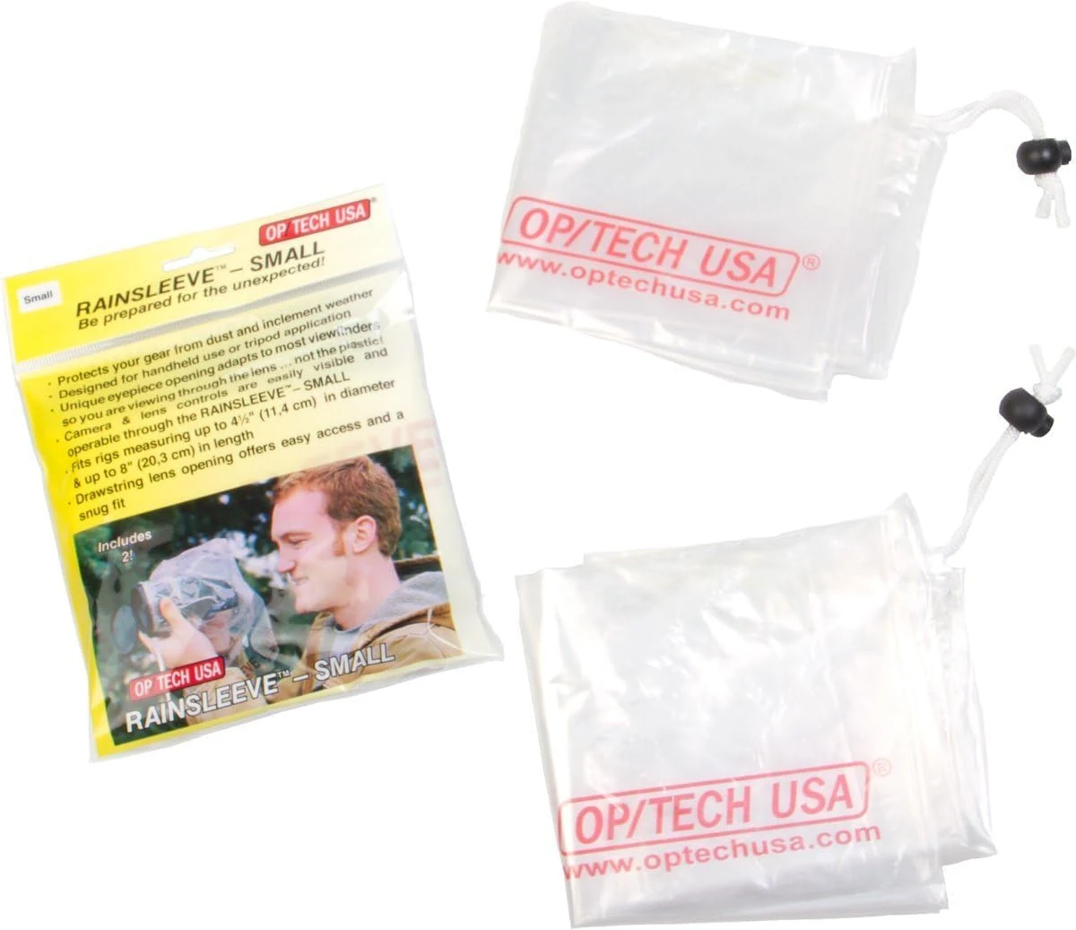 OP/TECH USA Rainsleeve Camera Cover - Clear Rain & Dust Sleeve (Small, 2 Pack)