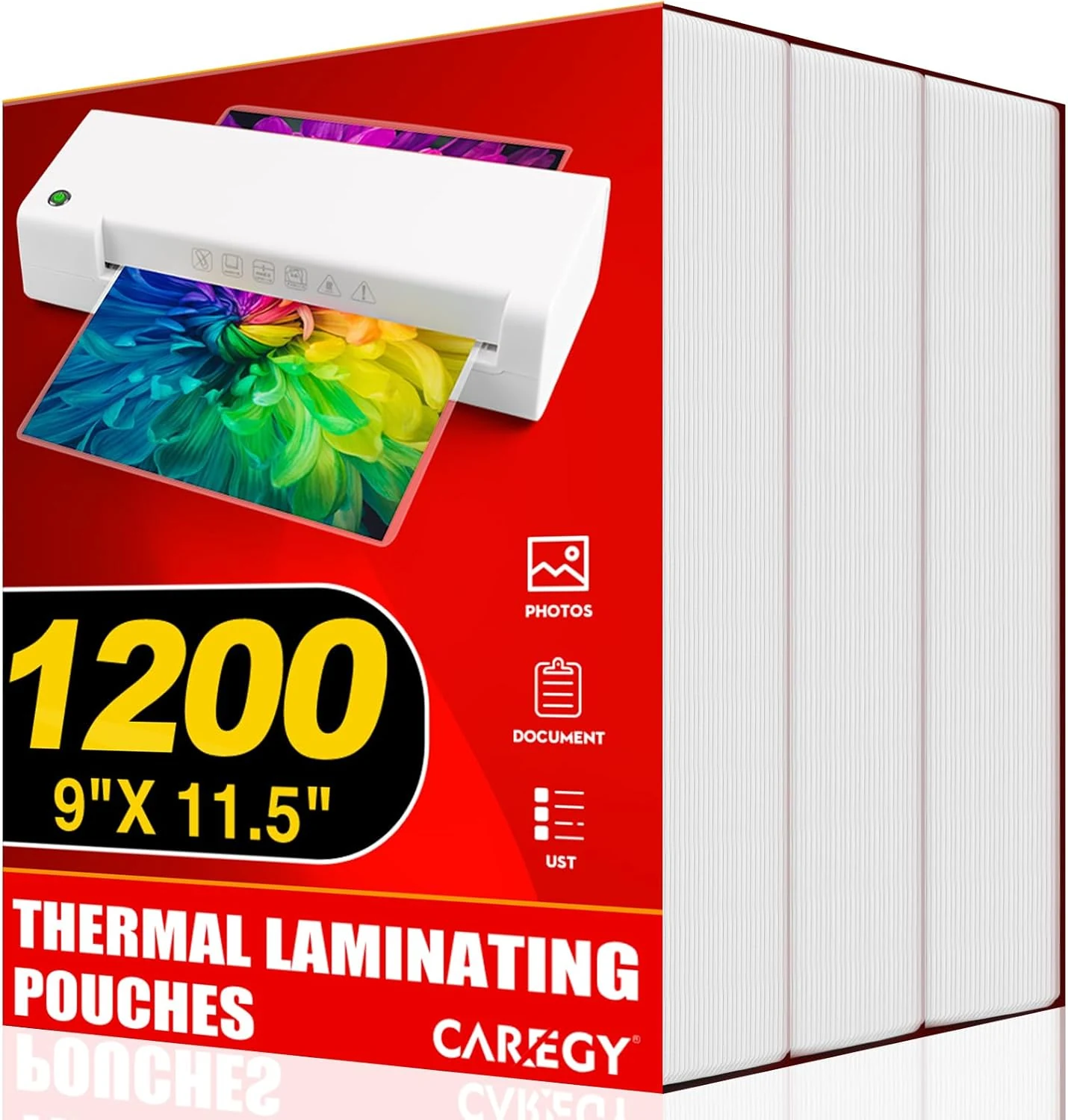 CAREGY Thermal Laminating Pouches, 1200 Pack 3 Mil, 9 x 11.5 Inches Laminating Sheets (Clear)