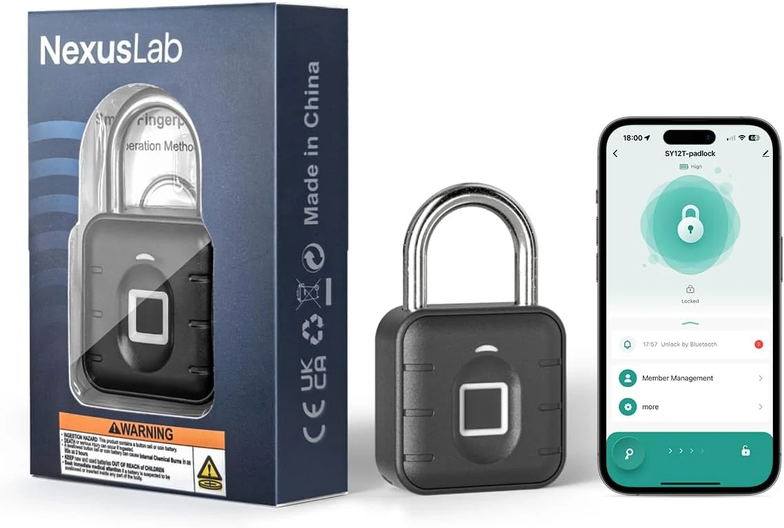 NexusLab Smart Fingerprint Padlock, Locker Lock, Gym Lock with TUYA App Control