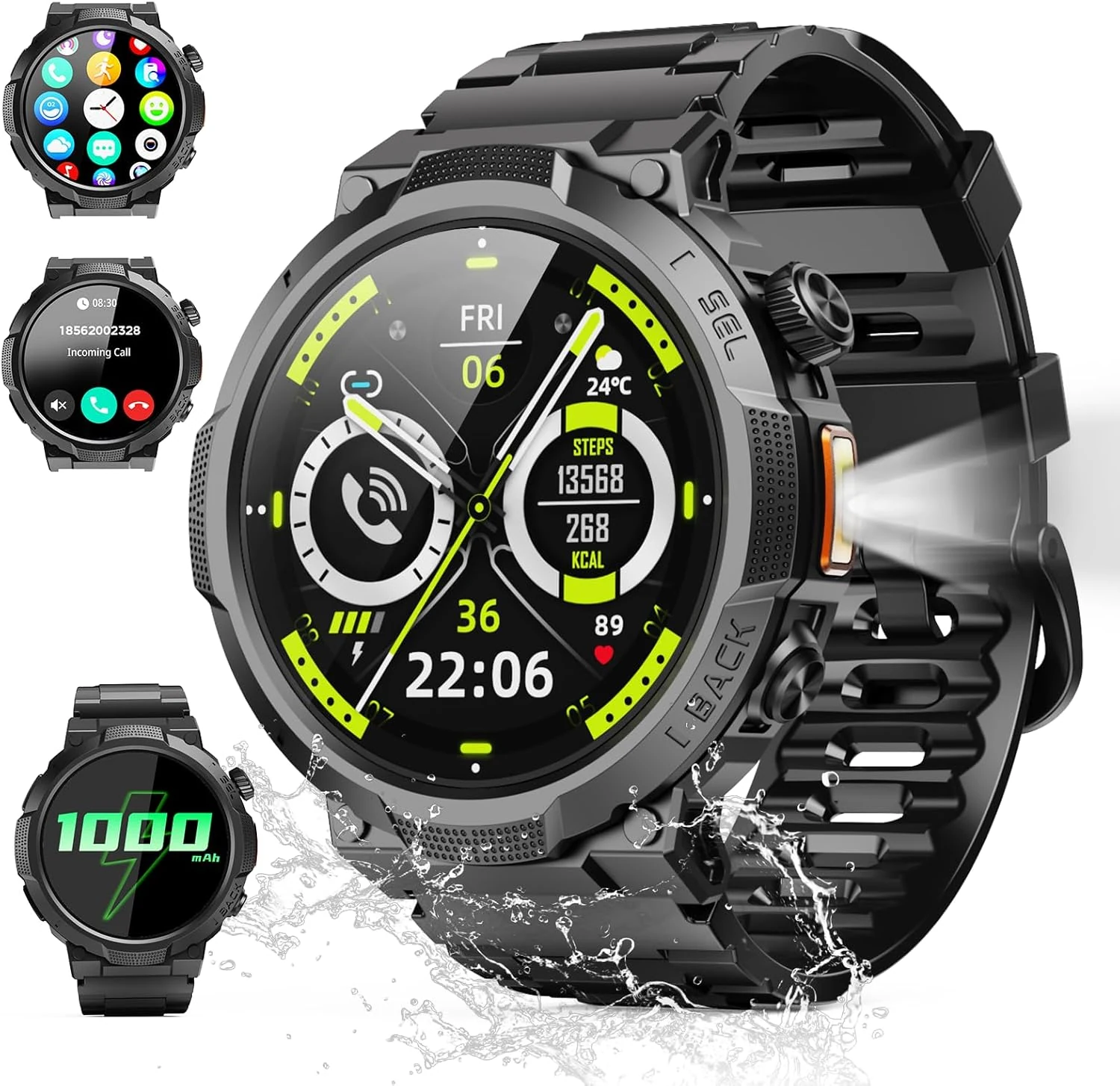 Soudorv S50 1.53" HD Military Smartwatch (Answer/Make Call)