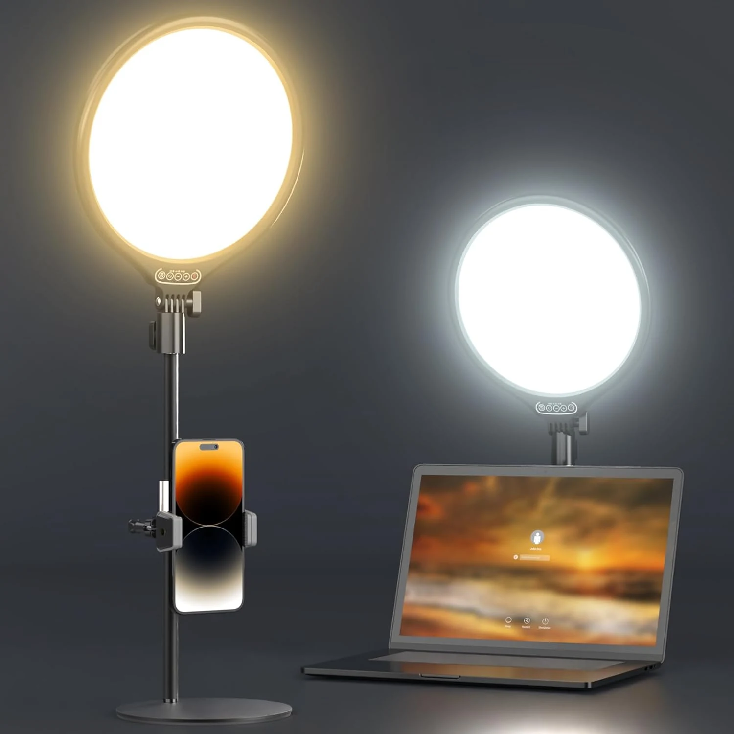 UBeesize 10.5in Laptop Ring Light with Stand and Phone Holder